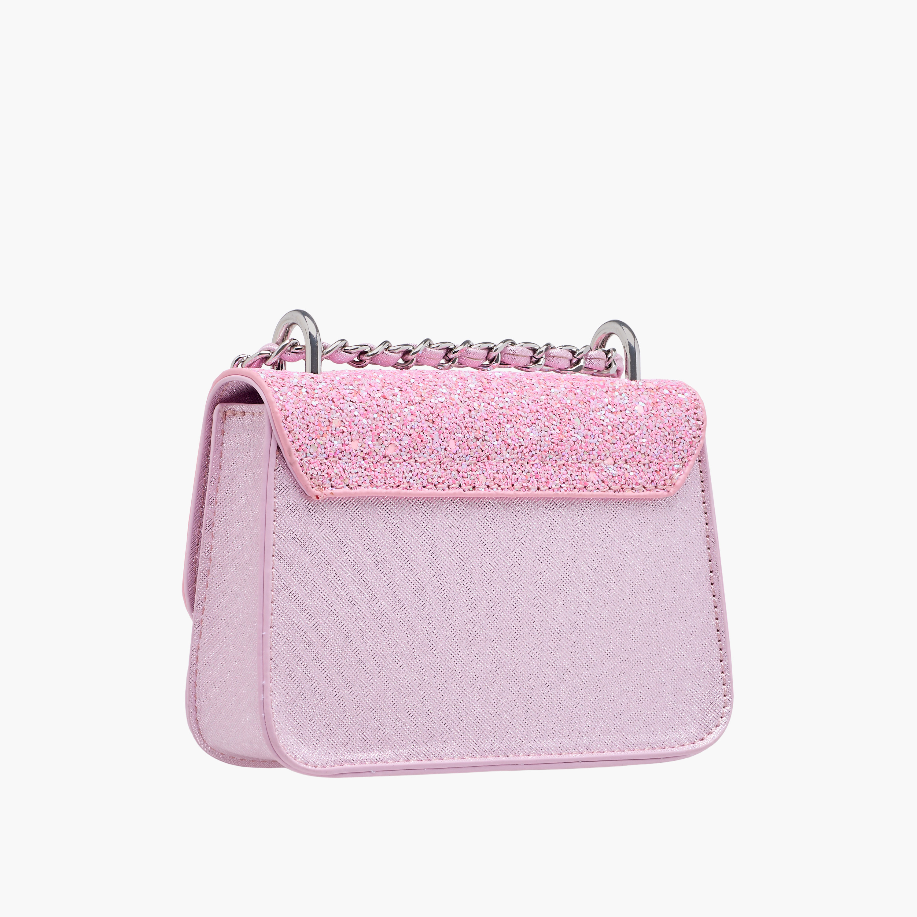 Barbie Glitter Embellished Crossbody Bag with Chain Strap-girls-accessories-bags-image-4