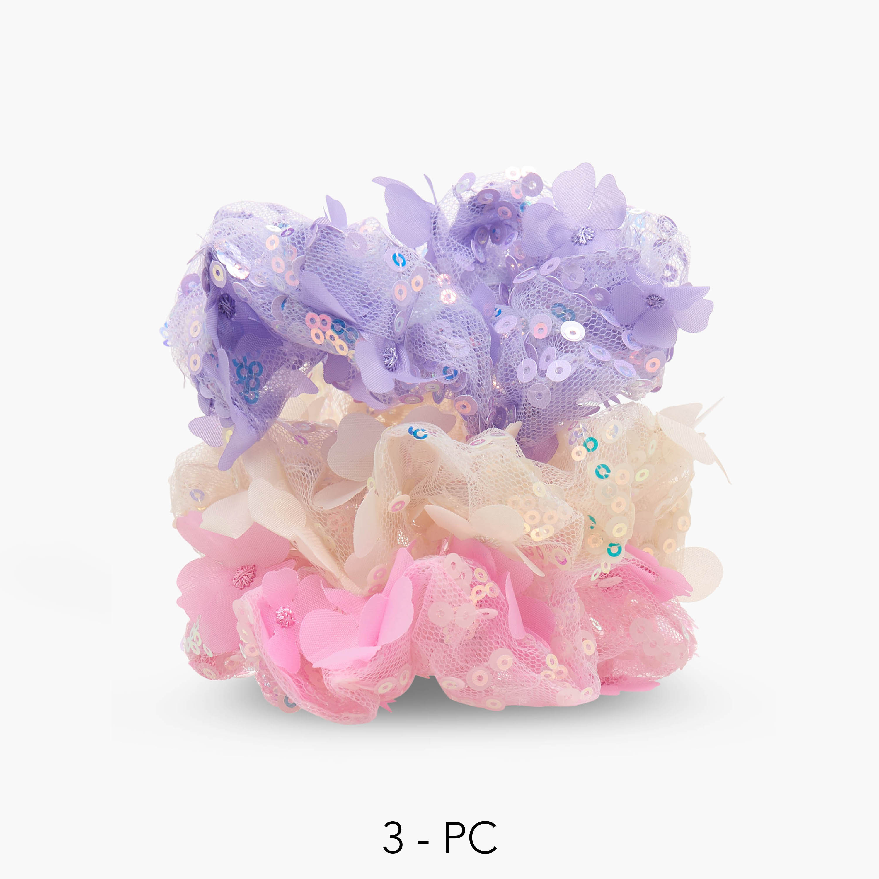 Pack of 3 Charmz Scrunchie with Sequin Detail-girls-accessories-hairaccessories-image-1
