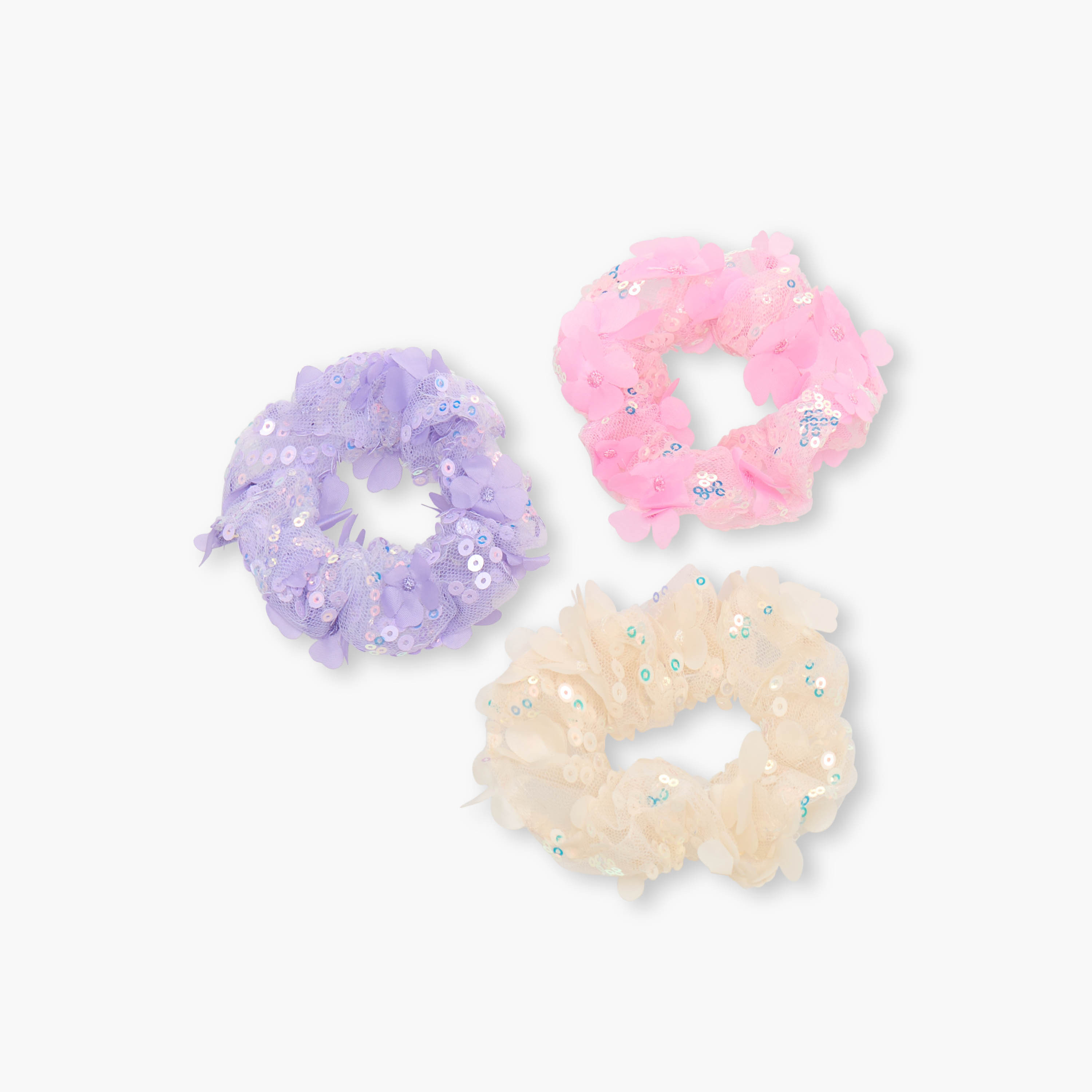 Pack of 3 Charmz Scrunchie with Sequin Detail-girls-accessories-hairaccessories-image-3