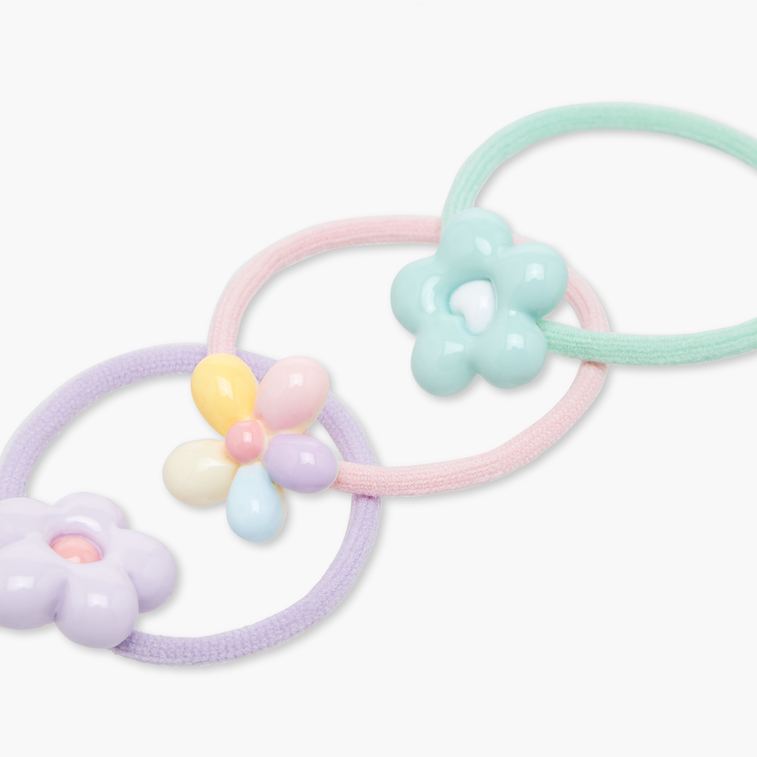 Pack of 3 Charmz Hair Tie with Floral Accent-girls-accessories-hairaccessories-image-5