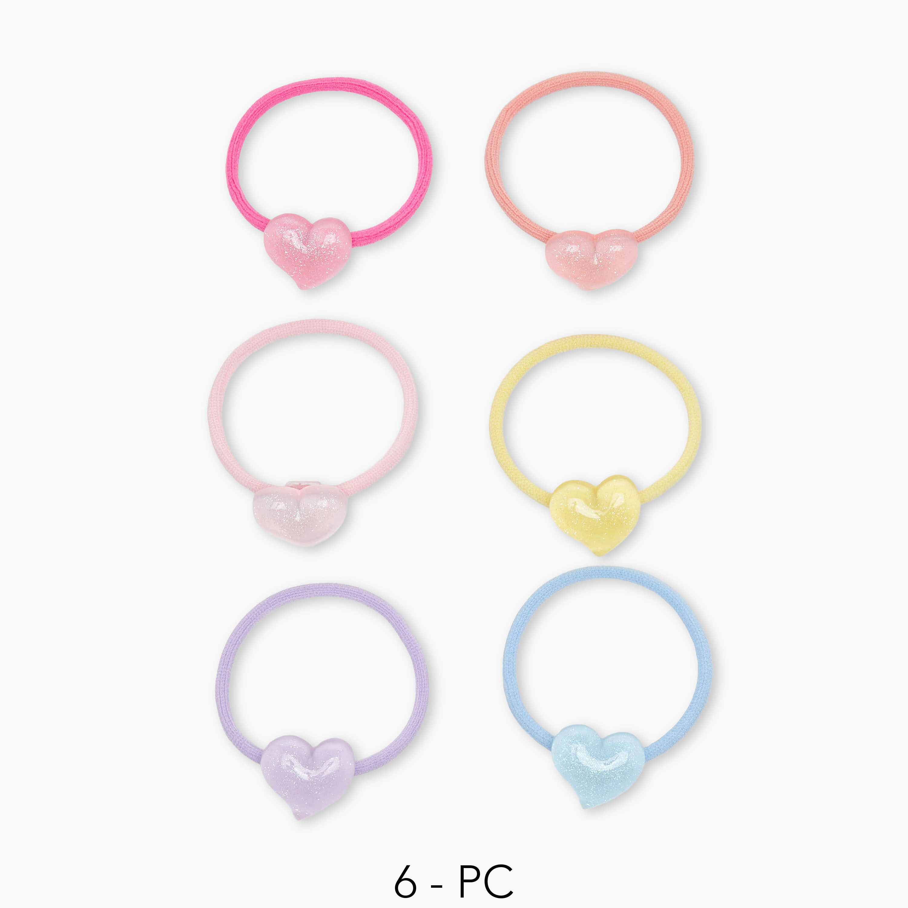 Pack of 6 Charmz Hair Tie with Heart Accent-girls-accessories-hairaccessories-image-1