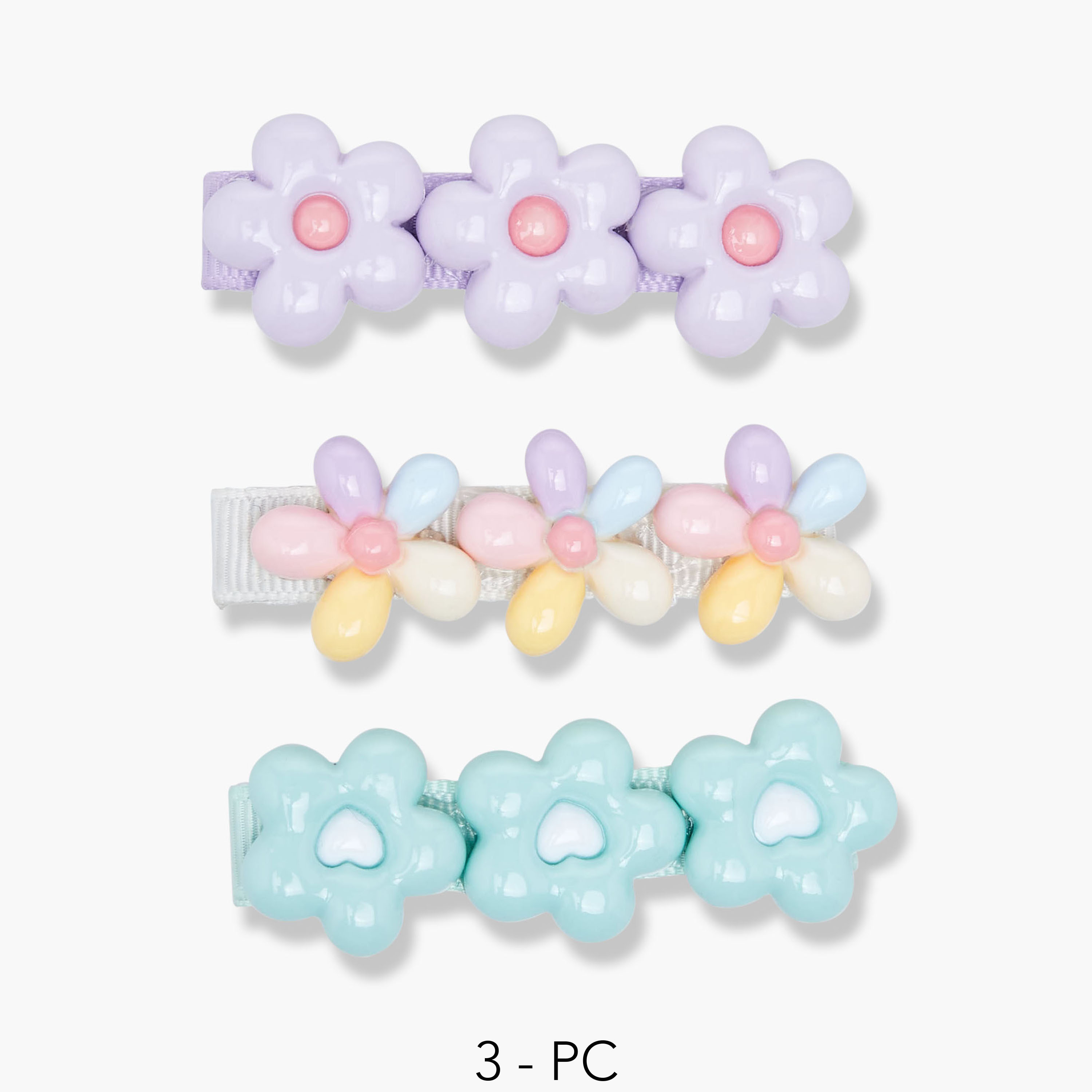 Pack of 3 Charmz Hair Clip with Floral Accent-baby-girls-accessories-hairaccessories-image-1