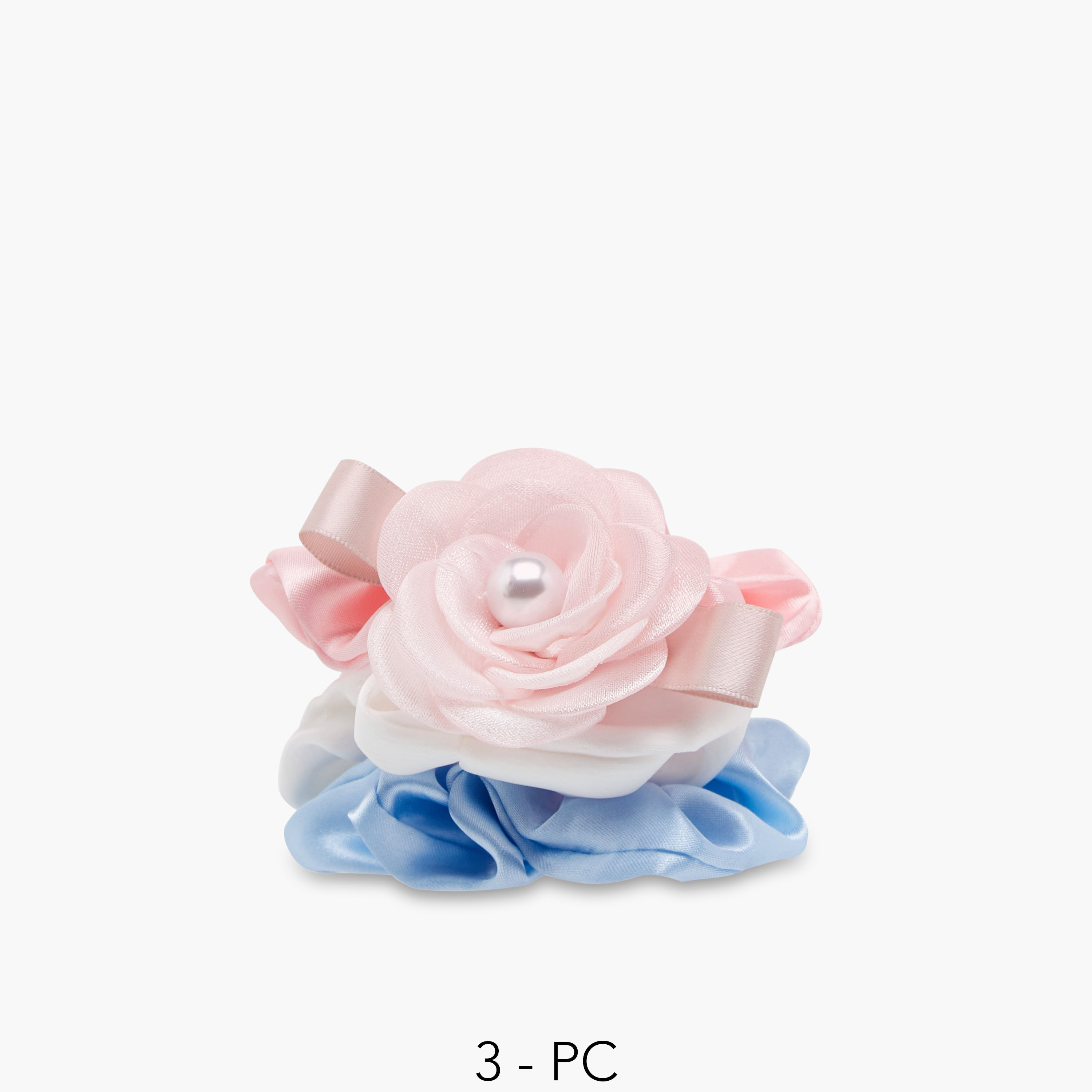 Pack of 3 Charmz Hair Scrunchie with Floral Accent-girls-accessories-hairaccessories-image-1