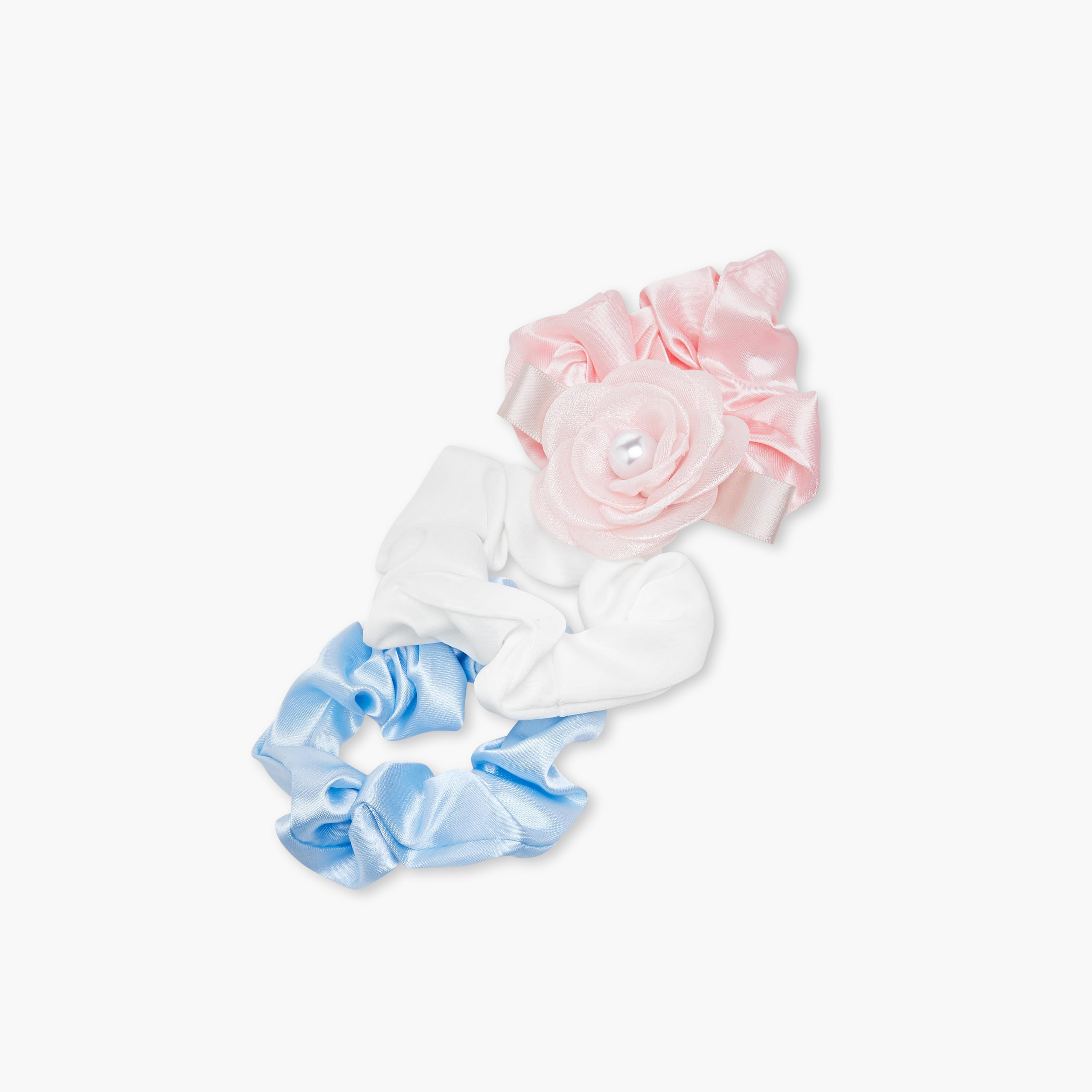 Pack of 3 Charmz Hair Scrunchie with Floral Accent-girls-accessories-hairaccessories-image-2