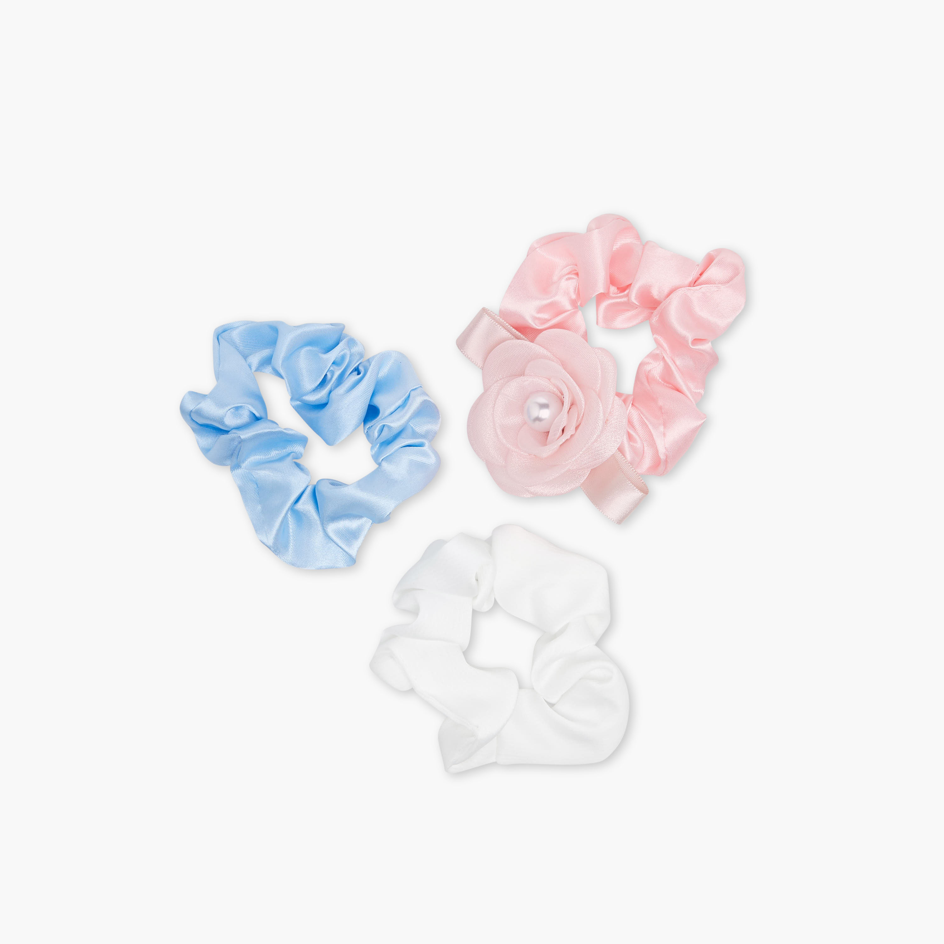 Pack of 3 Charmz Hair Scrunchie with Floral Accent-girls-accessories-hairaccessories-image-3