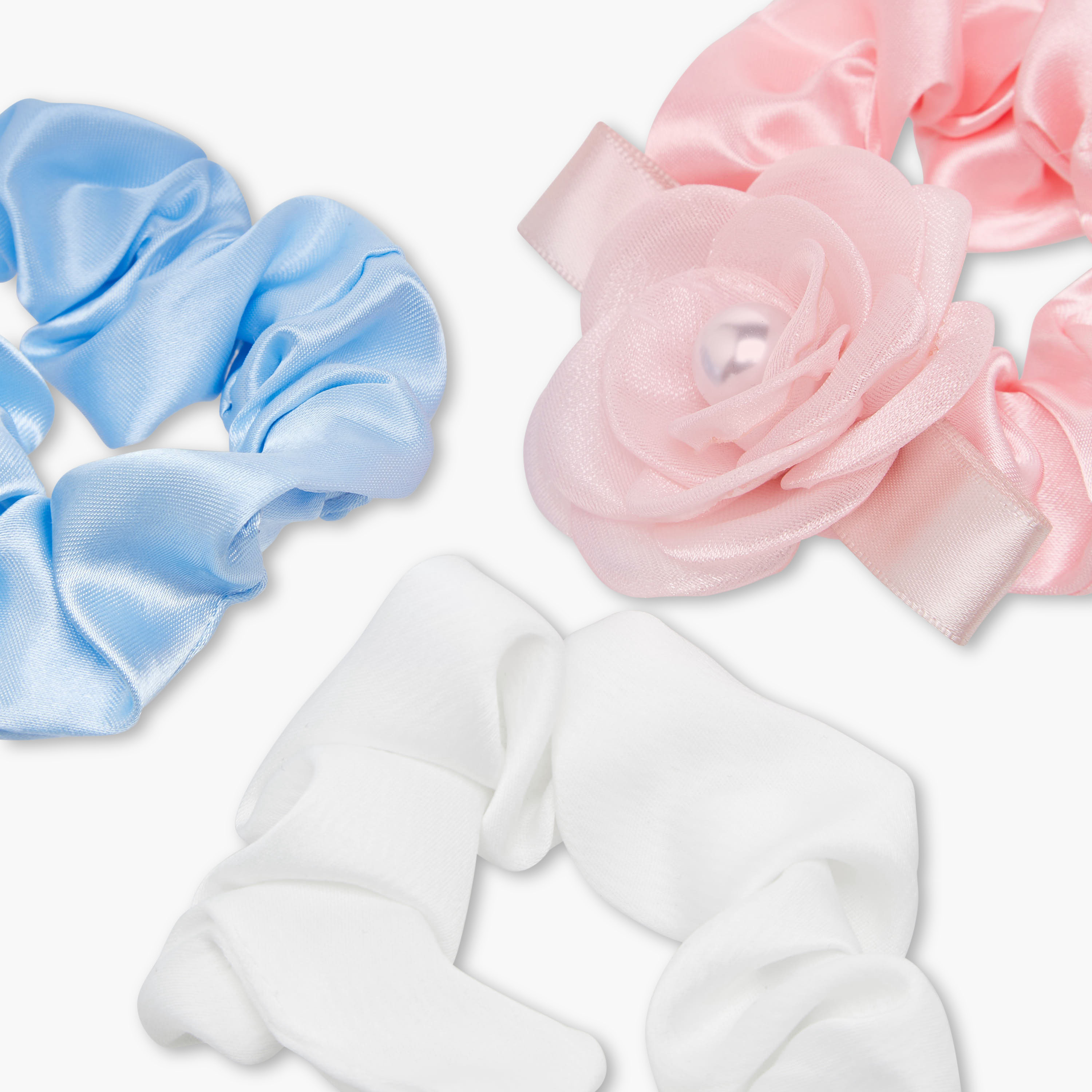 Pack of 3 Charmz Hair Scrunchie with Floral Accent-girls-accessories-hairaccessories-image-4