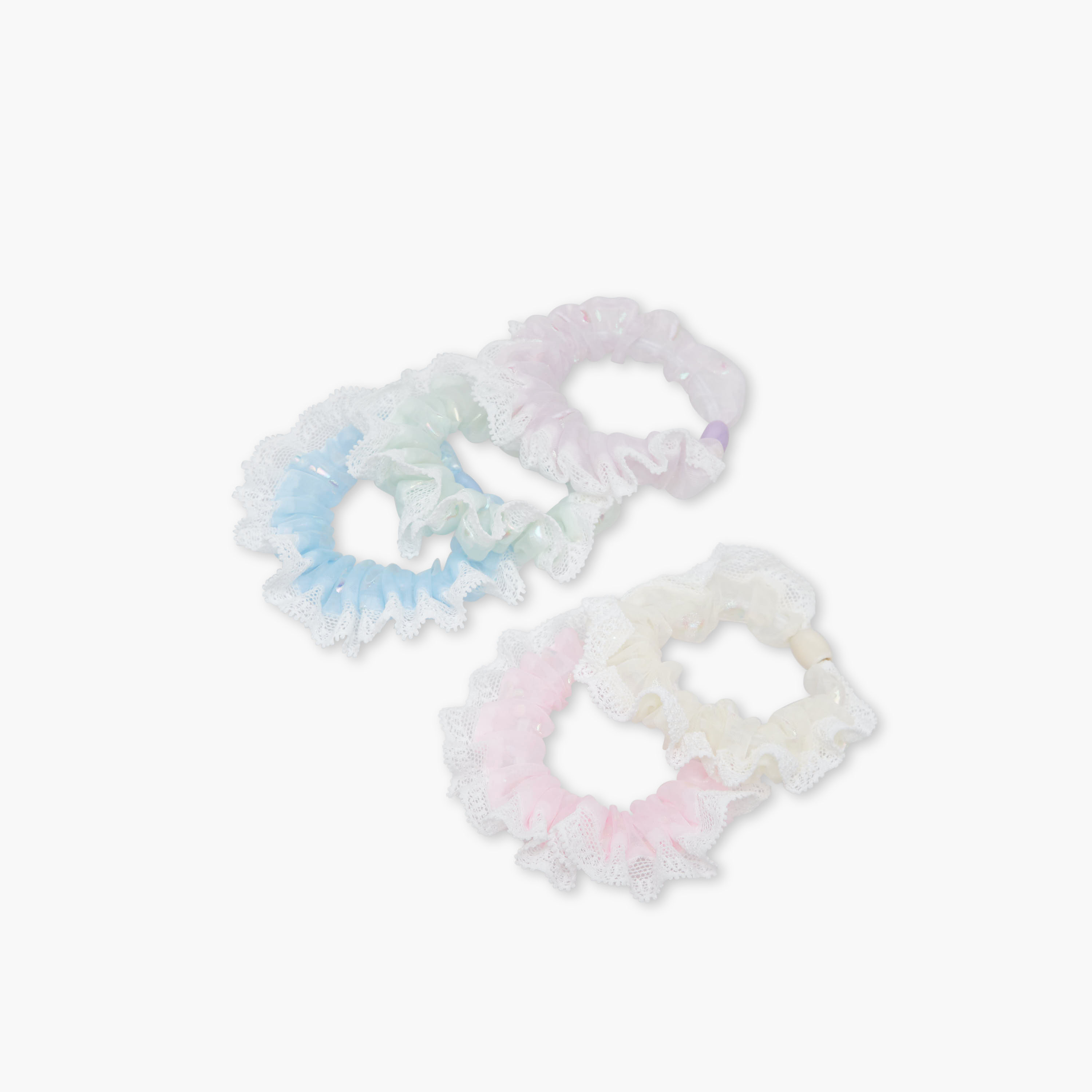 Pack of 5 Charmz Hair Scrunchie with Lace Trim Detail-baby-girls-accessories-hairaccessories-image-2