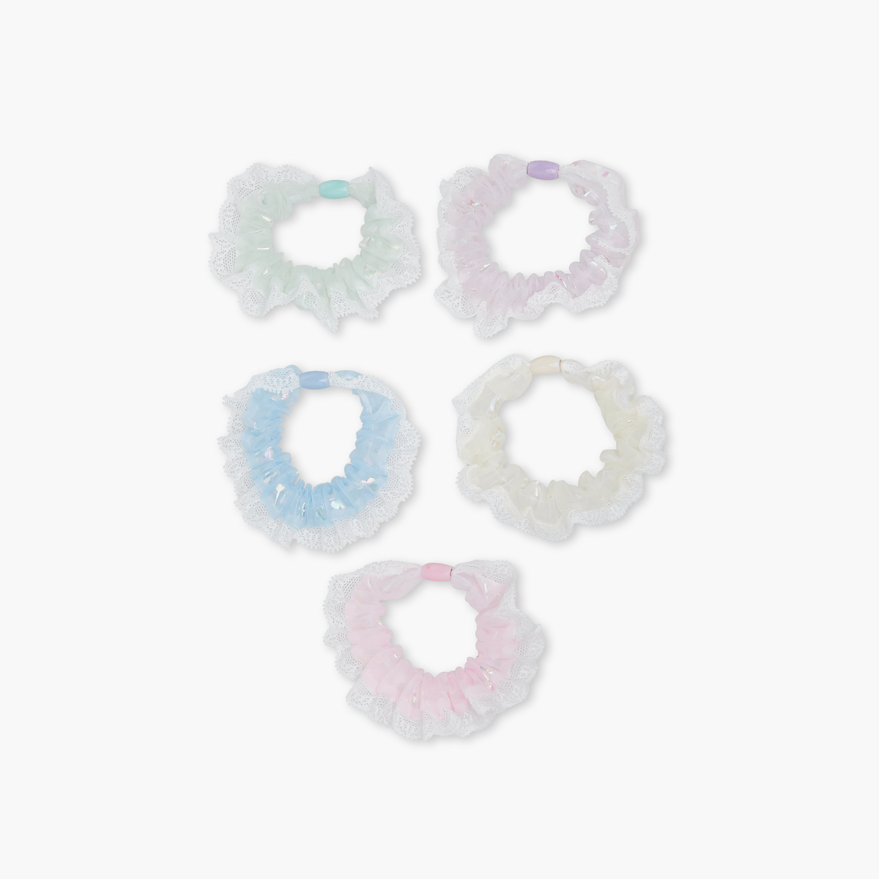 Pack of 5 Charmz Hair Scrunchie with Lace Trim Detail-baby-girls-accessories-hairaccessories-image-3