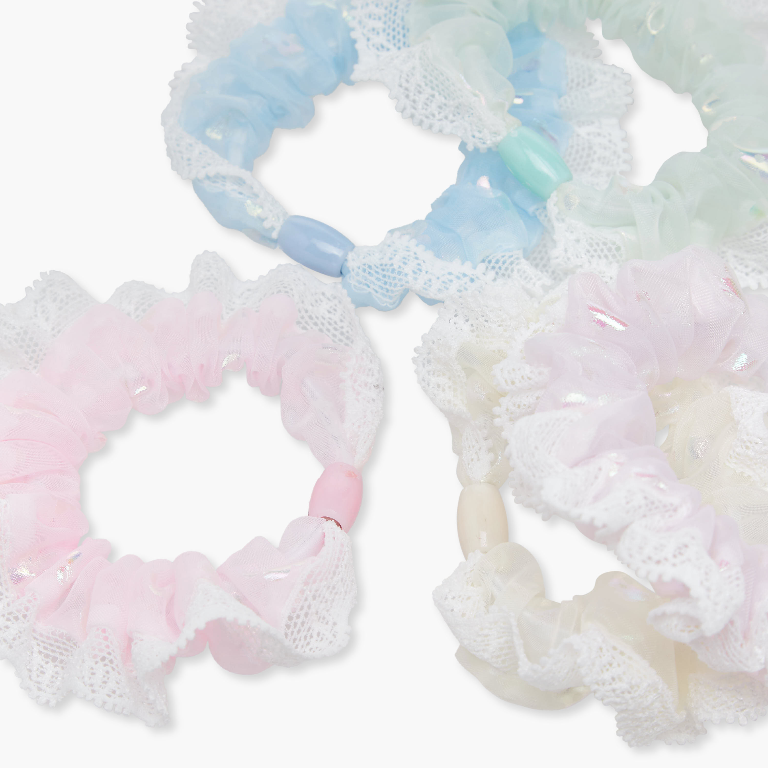 Pack of 5 Charmz Hair Scrunchie with Lace Trim Detail-baby-girls-accessories-hairaccessories-image-4