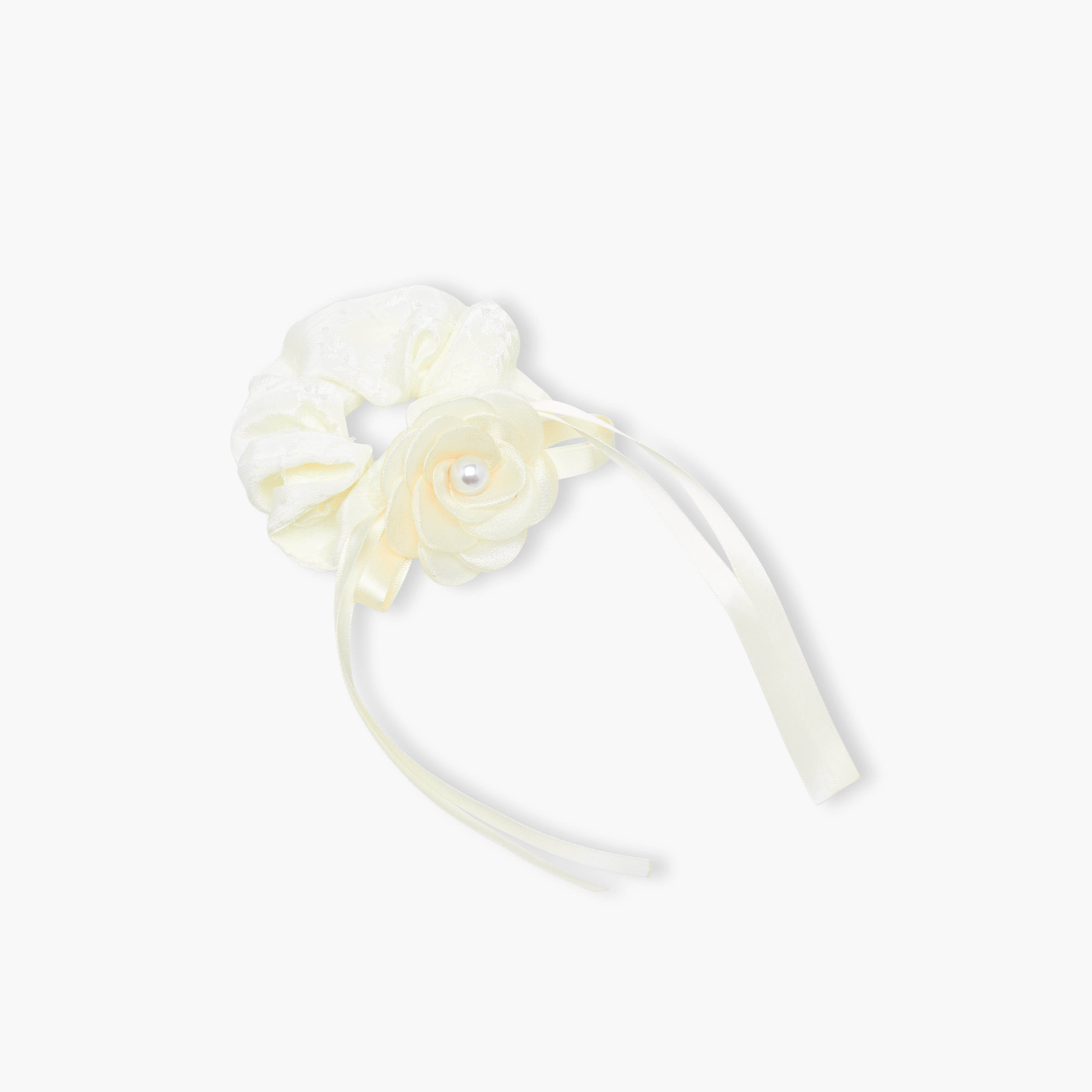 Charmz Hair Scrunchie with Floral Pearl Detail-girls-accessories-hairaccessories-image-2