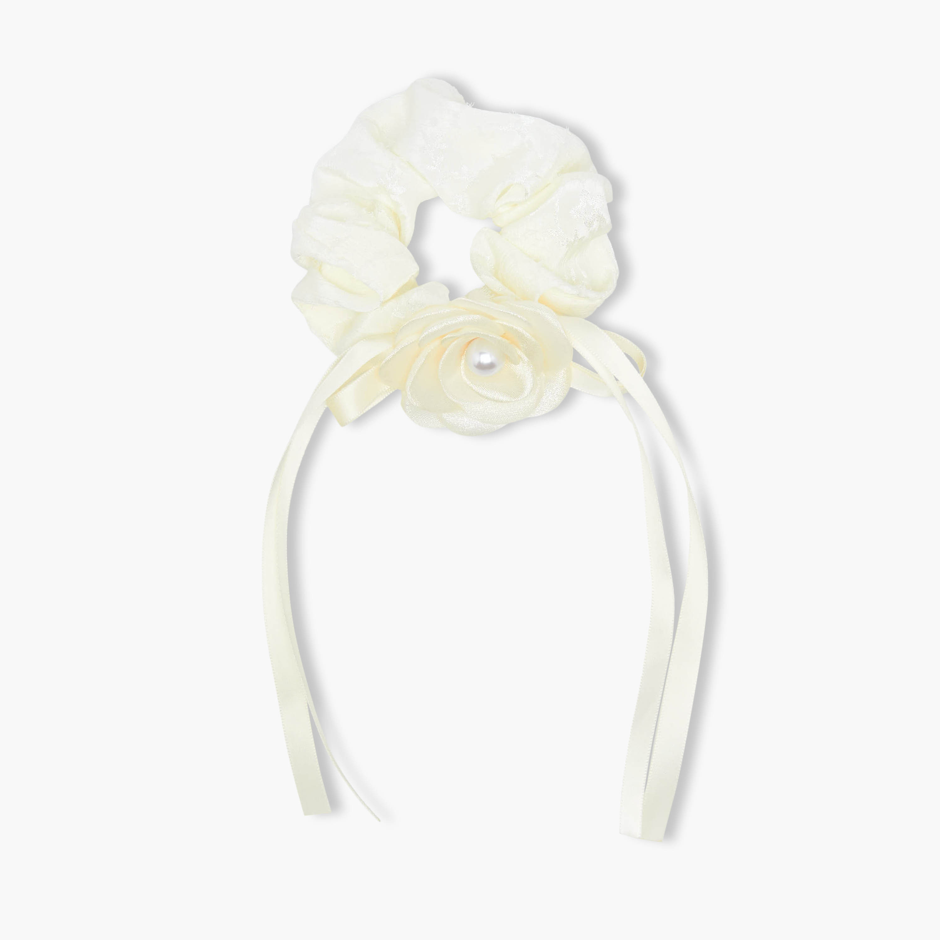 Charmz Hair Scrunchie with Floral Pearl Detail-girls-accessories-hairaccessories-image-3