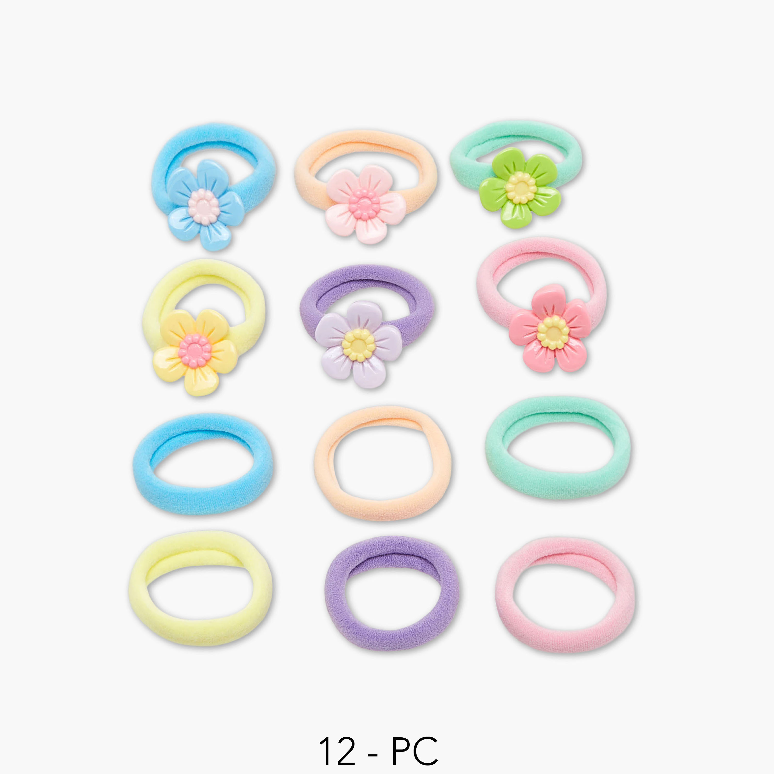 Pack of 12 Charmz Hair Tie with Floral Accent-girls-accessories-hairaccessories-image-1