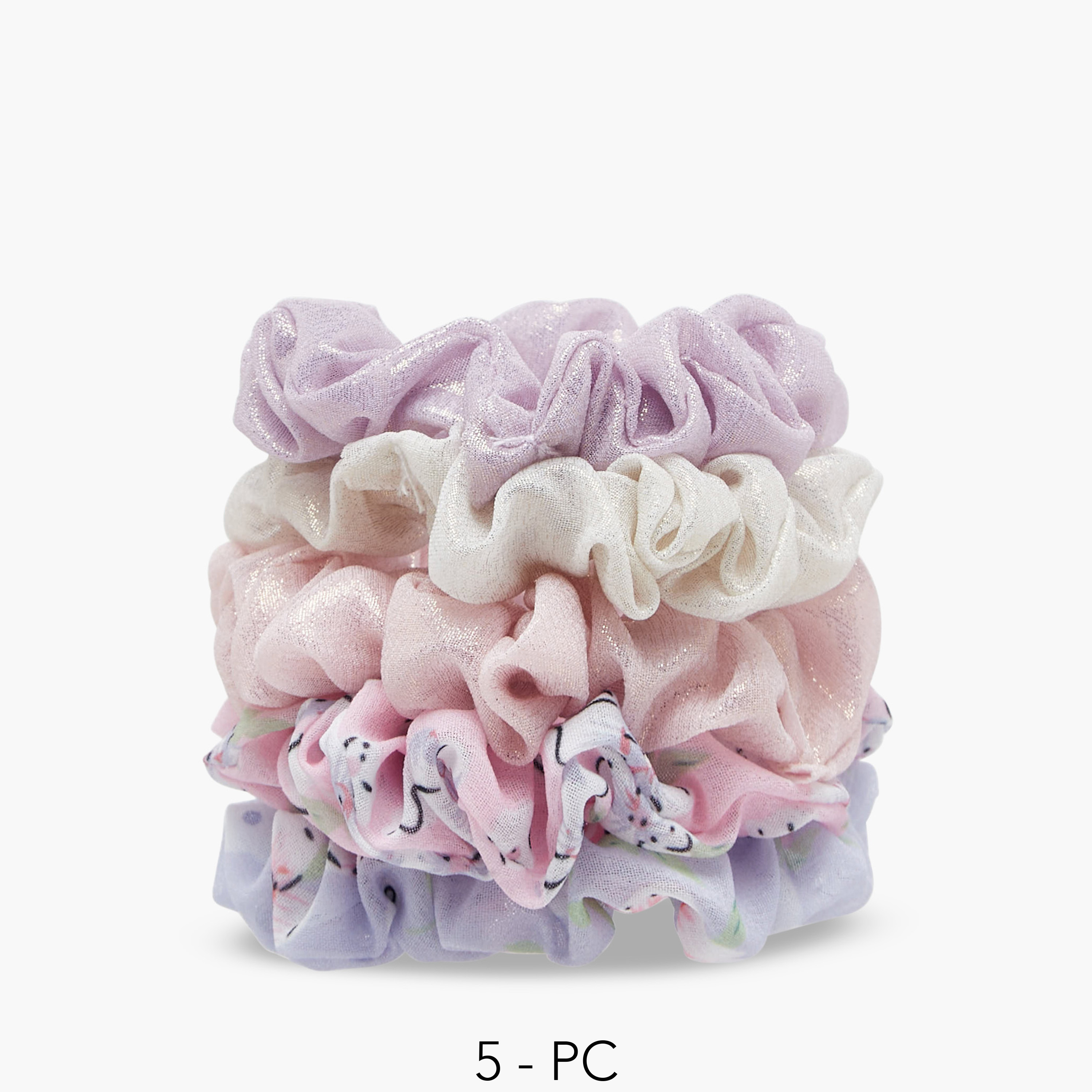 Pack of 5 Charmz Hair Scrunchie with Assorted Design-girls-accessories-hairaccessories-image-1