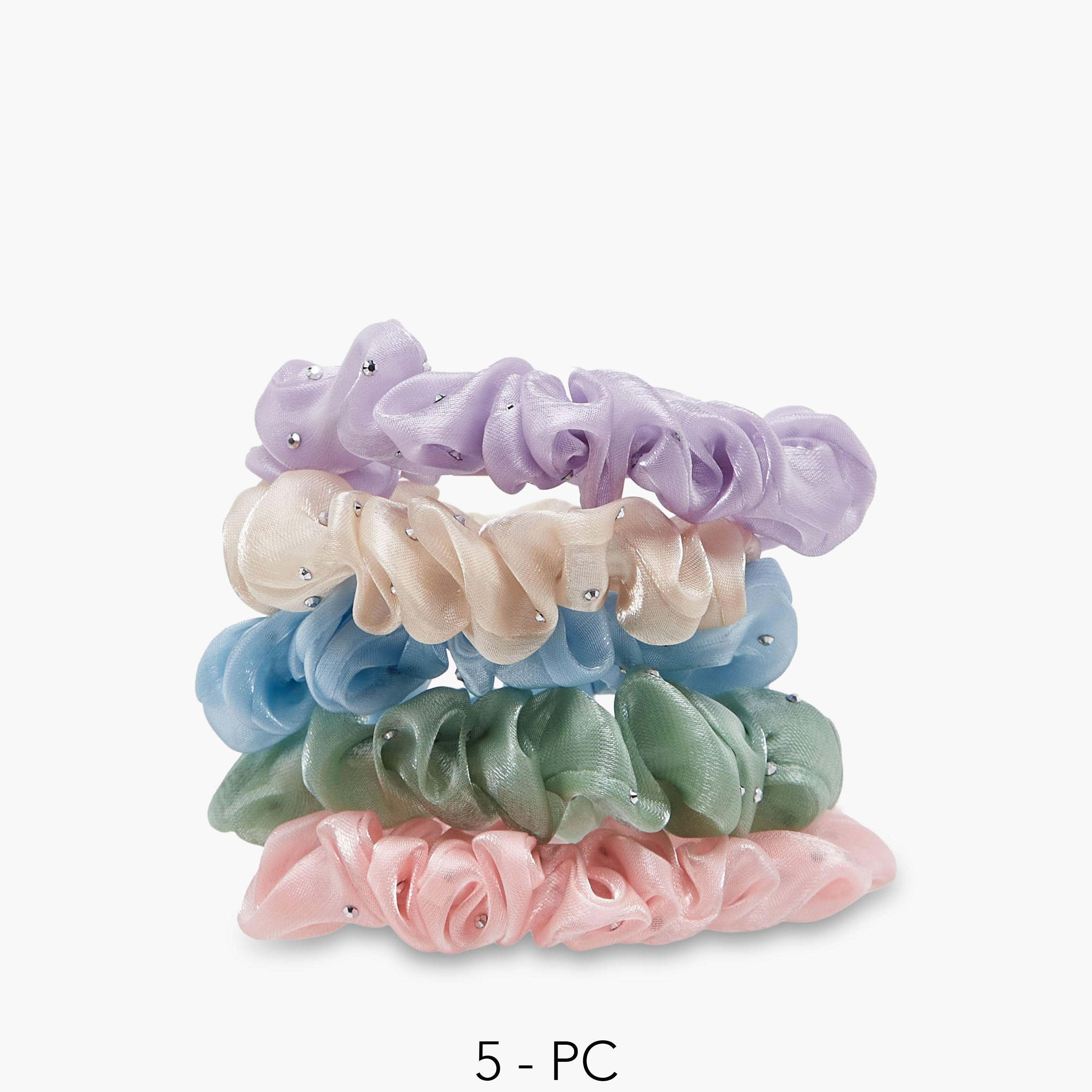 Pack of 5 Charmz Hair Scrunchie with Bead Accent-girls-accessories-hairaccessories-image-1