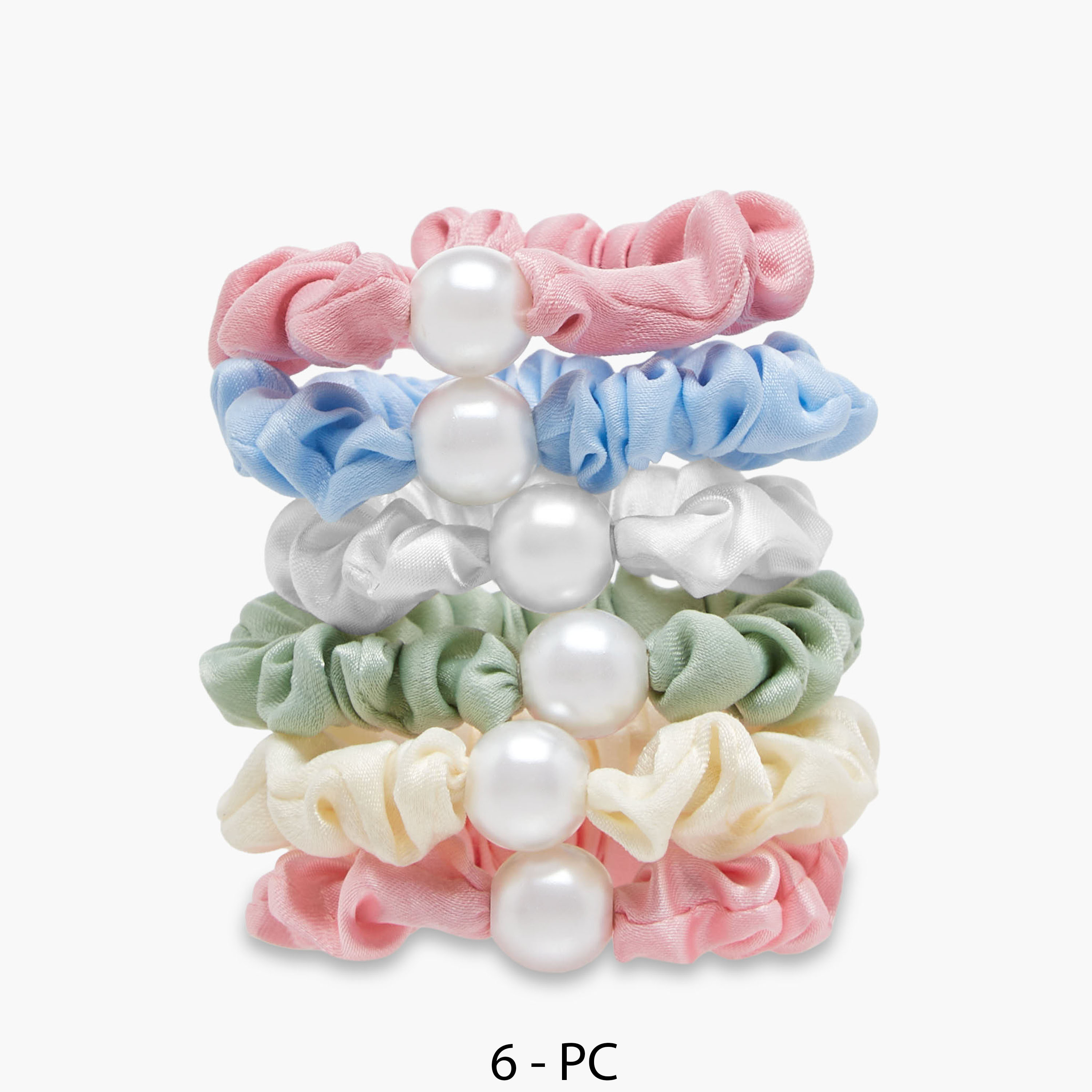 Pack of 6 Charmz Hair Scrunchie with Pearl Embellishment-girls-accessories-hairaccessories-image-1