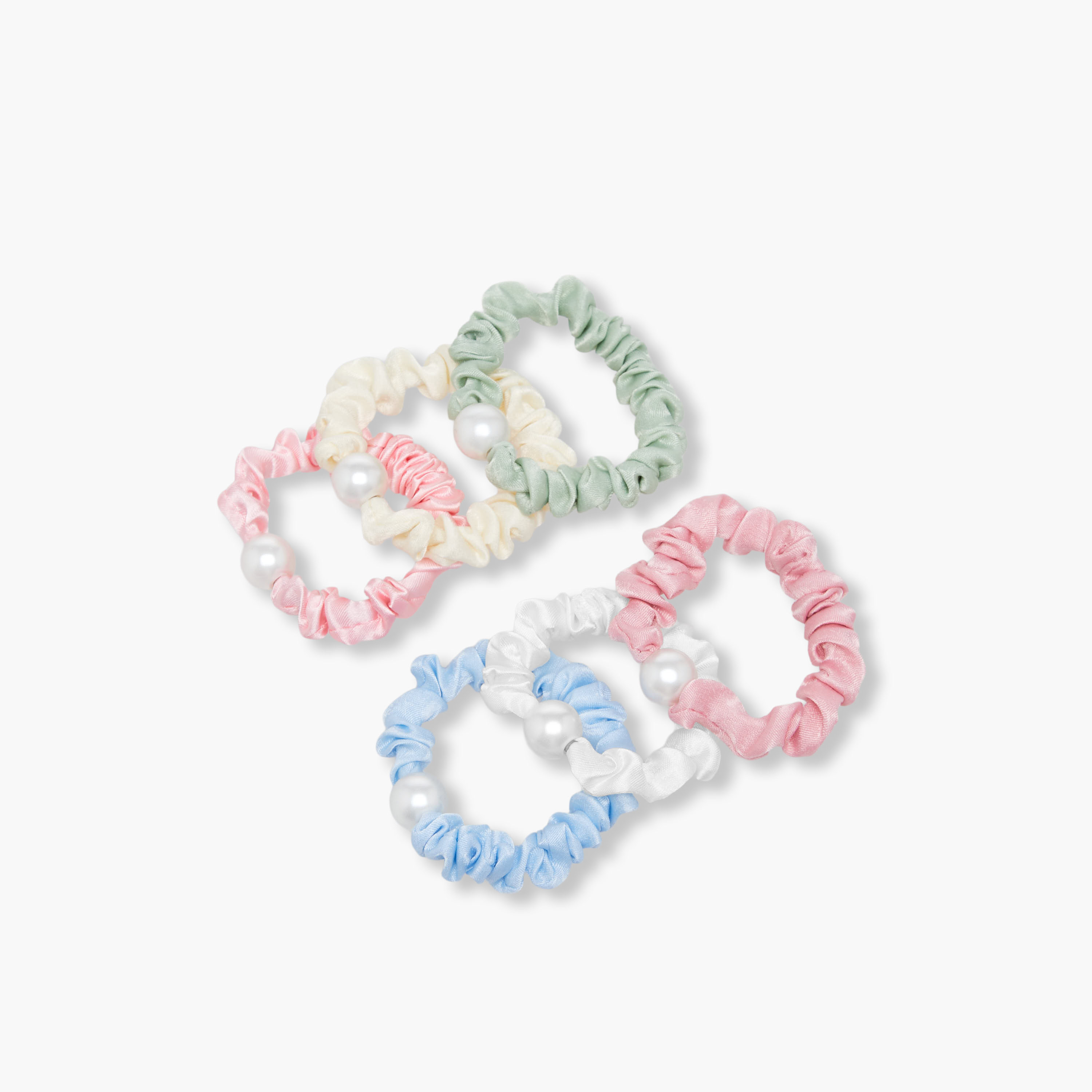 Pack of 6 Charmz Hair Scrunchie with Pearl Embellishment-girls-accessories-hairaccessories-image-2