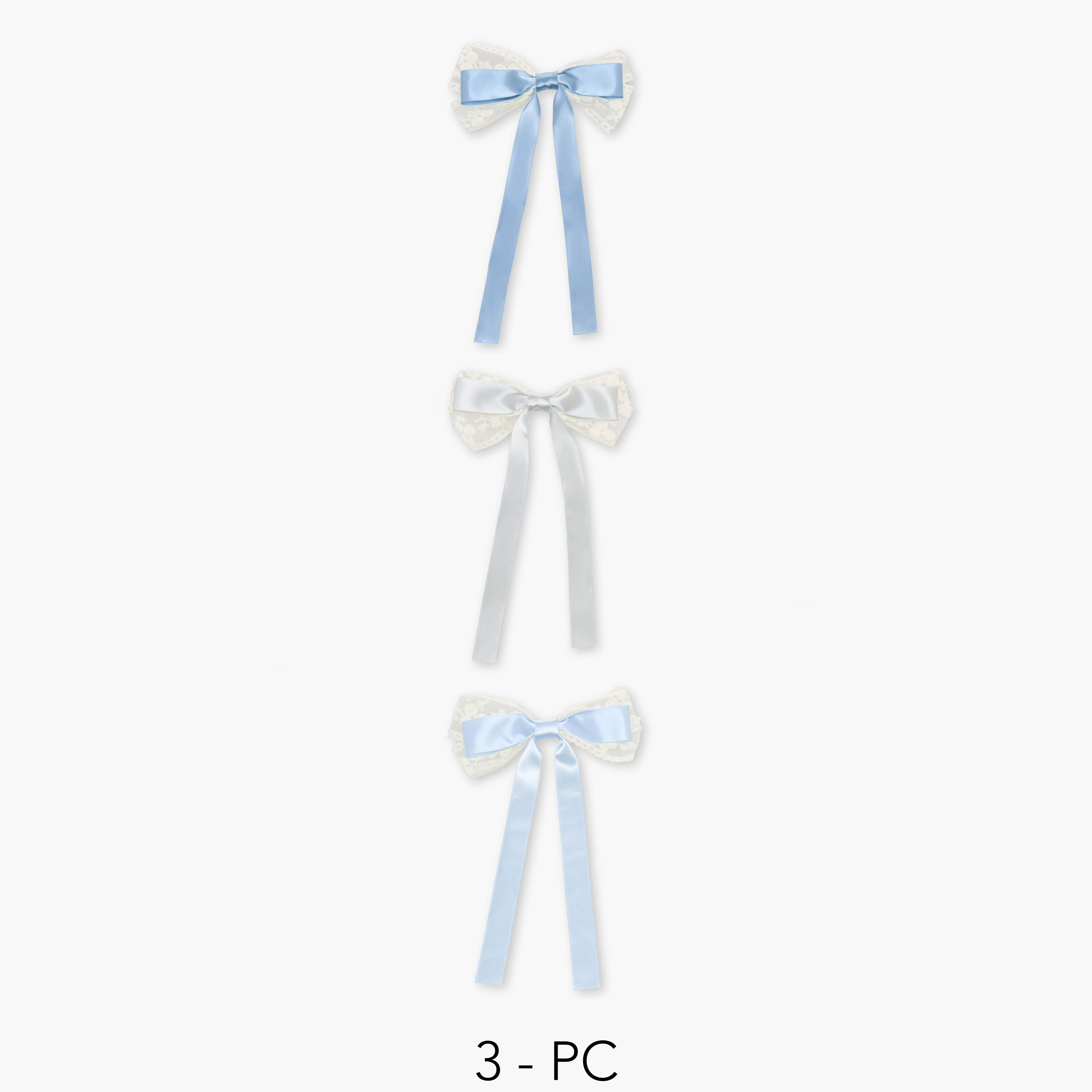 Pack of 3 Charmz Hair Clip with Lace Detail-girls-accessories-hairaccessories-image-1