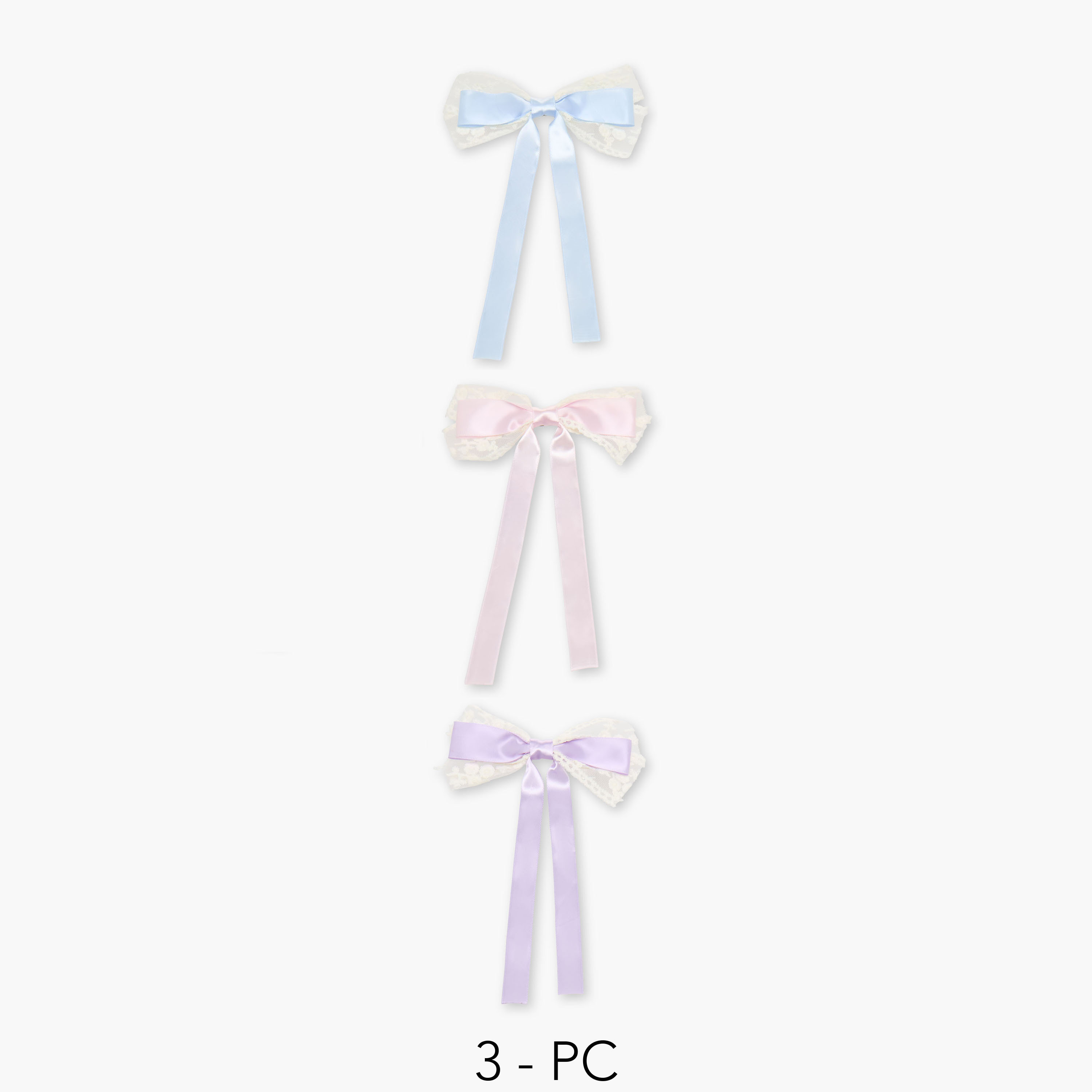 Pack of 3 Charmz Hair Clip with Lace Detail-girls-accessories-hairaccessories-image-1