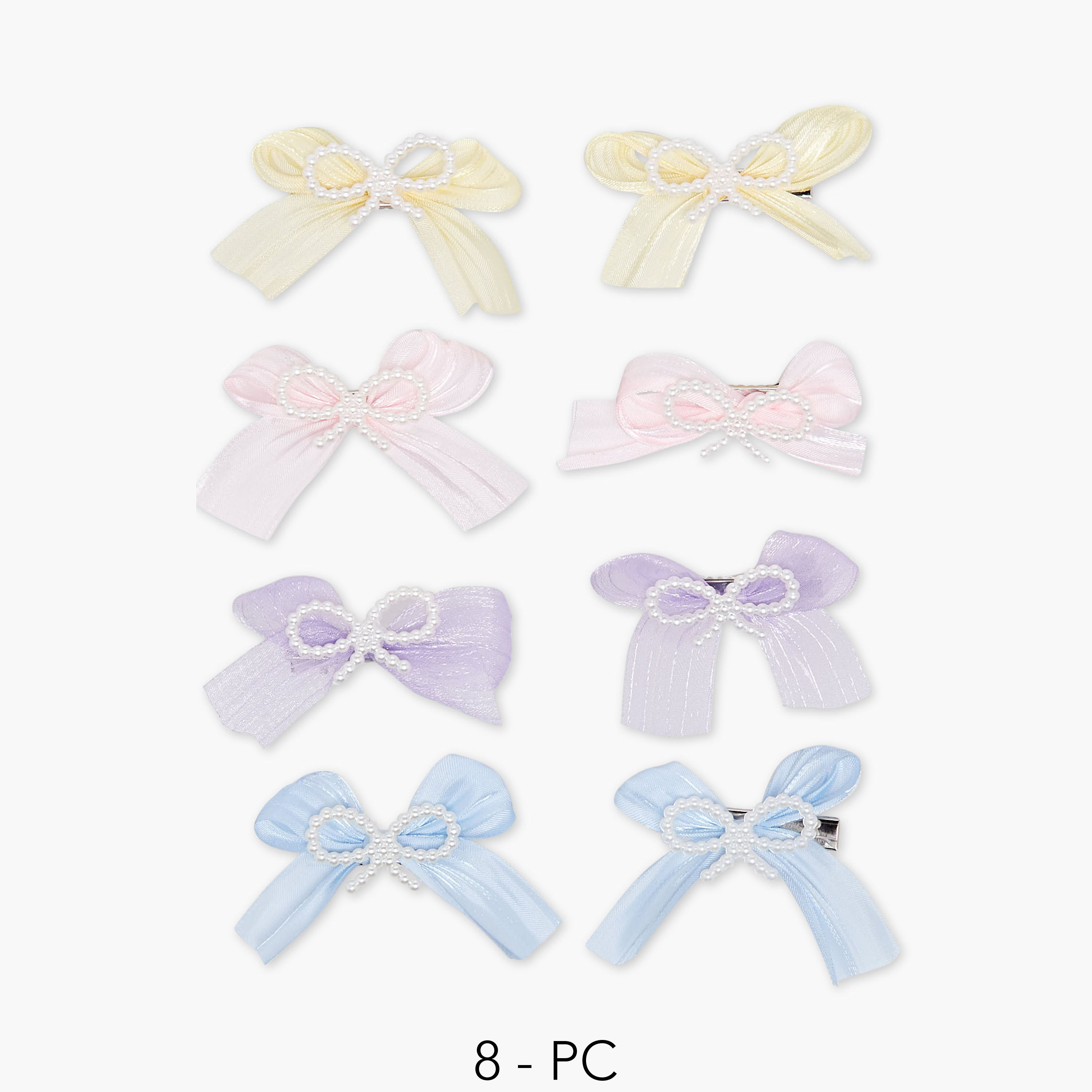 مشابك شعر بزينة فيونكة من تشارمز - طقم من 8 قطع-girls-accessories-hairaccessories-image-1