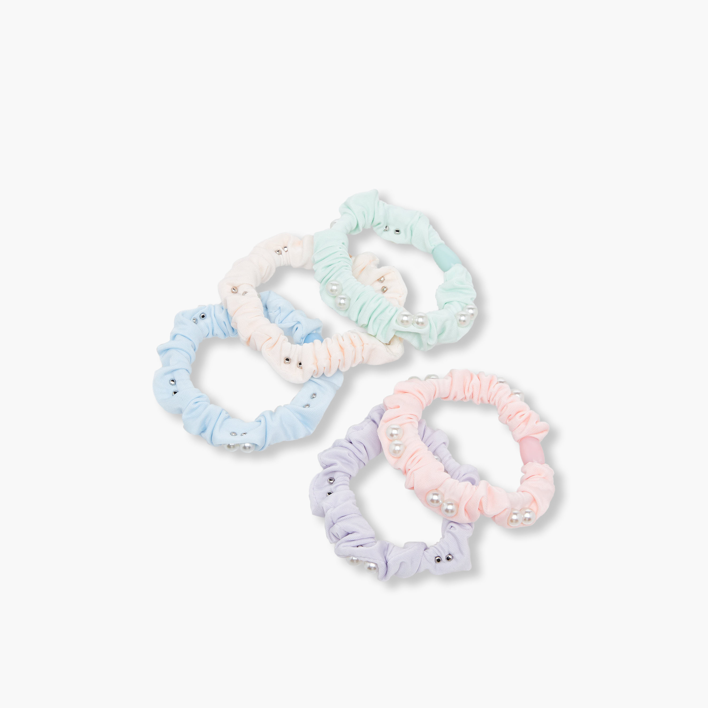 Pack of 5 Charmz Hair Scrunchie with Pearl Embellished Design-girls-accessories-hairaccessories-image-2