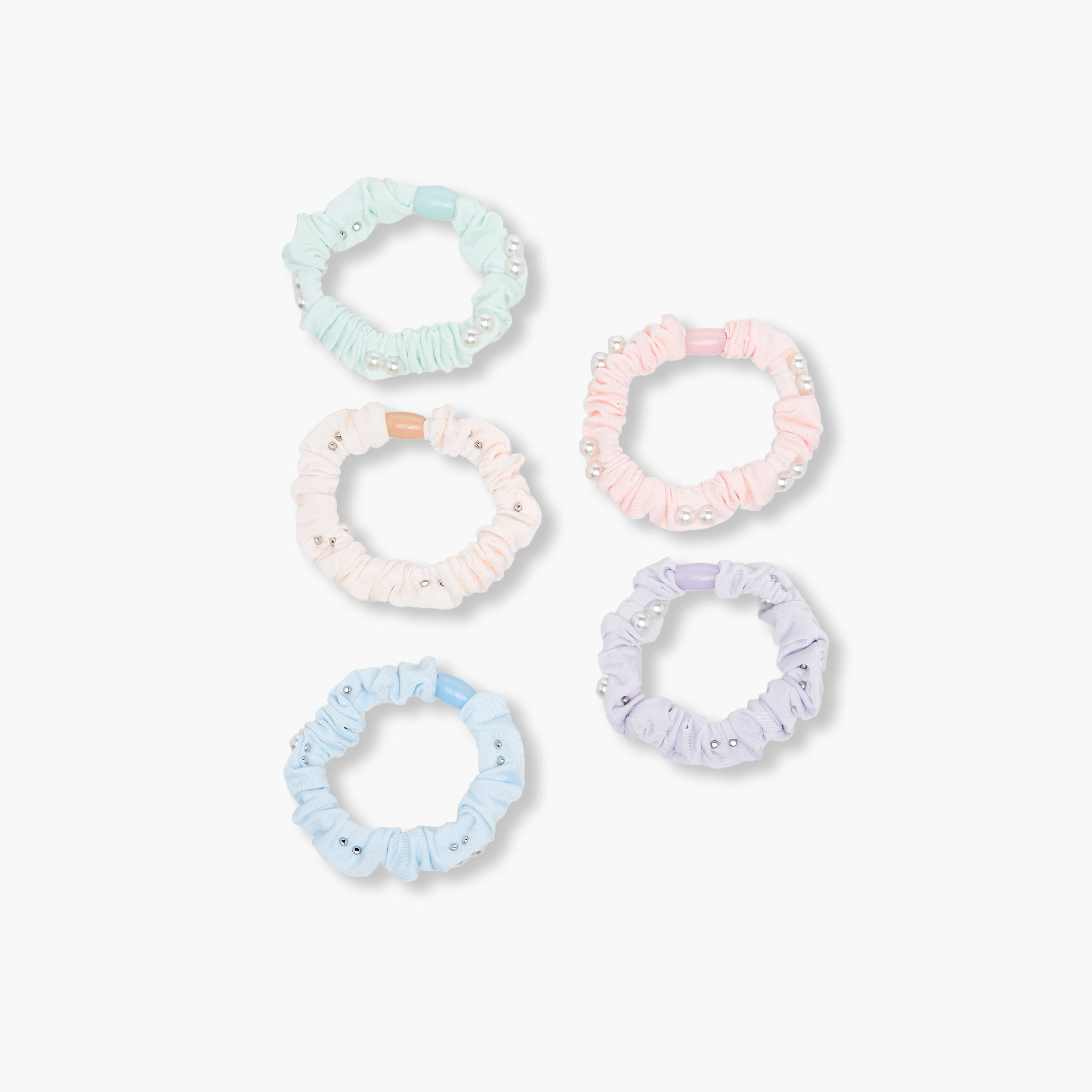 Pack of 5 Charmz Hair Scrunchie with Pearl Embellished Design-girls-accessories-hairaccessories-image-3