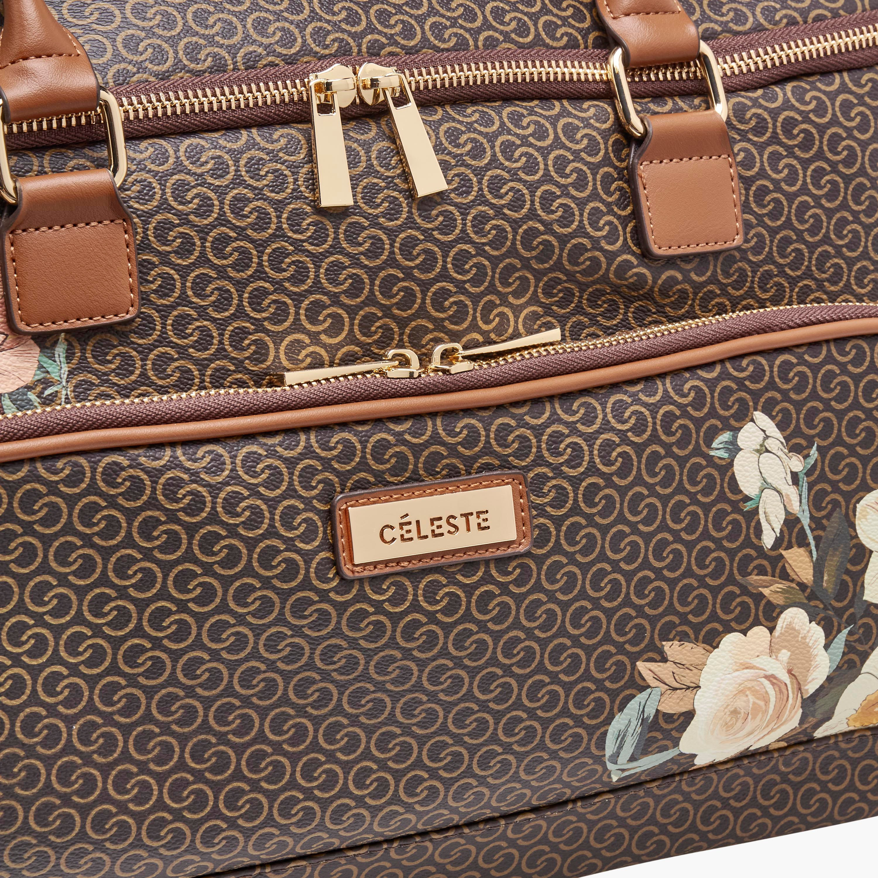 Celeste Monogram Print Duffle Bag with Retractable Handle-travel-luggagesandbags-dufflebags-image-6