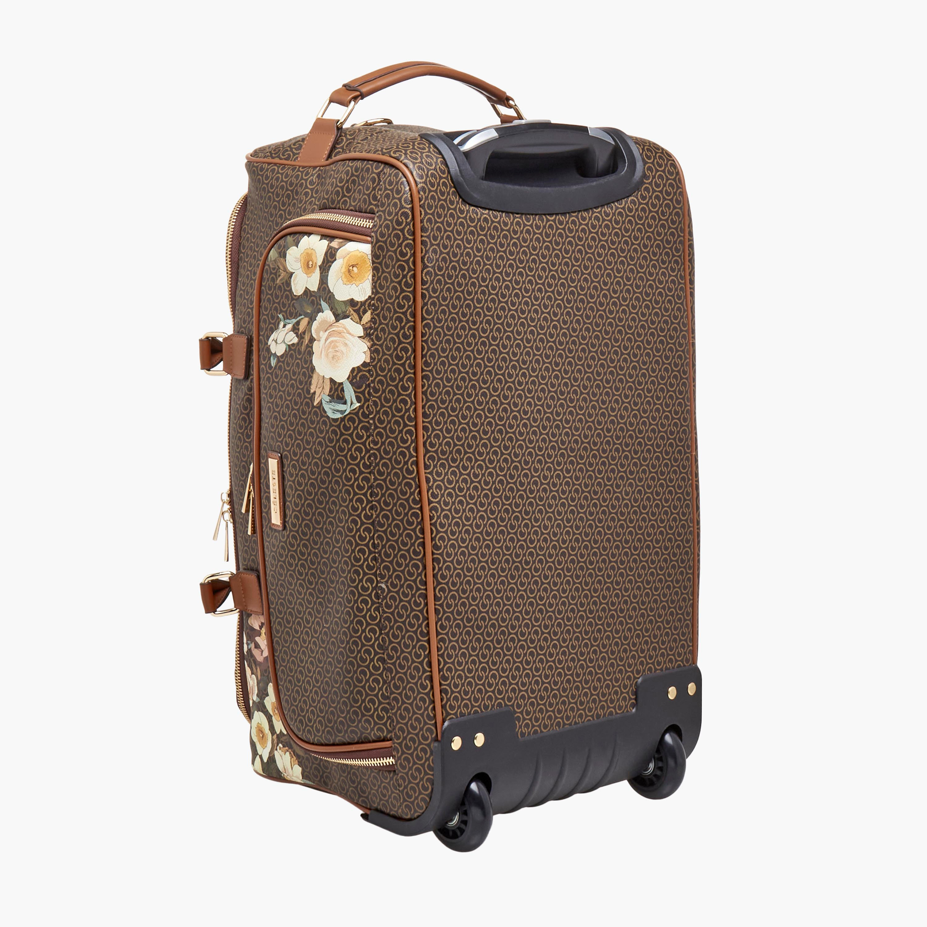 Celeste Monogram Print Duffle Bag with Retractable Handle-travel-luggagesandbags-dufflebags-image-8
