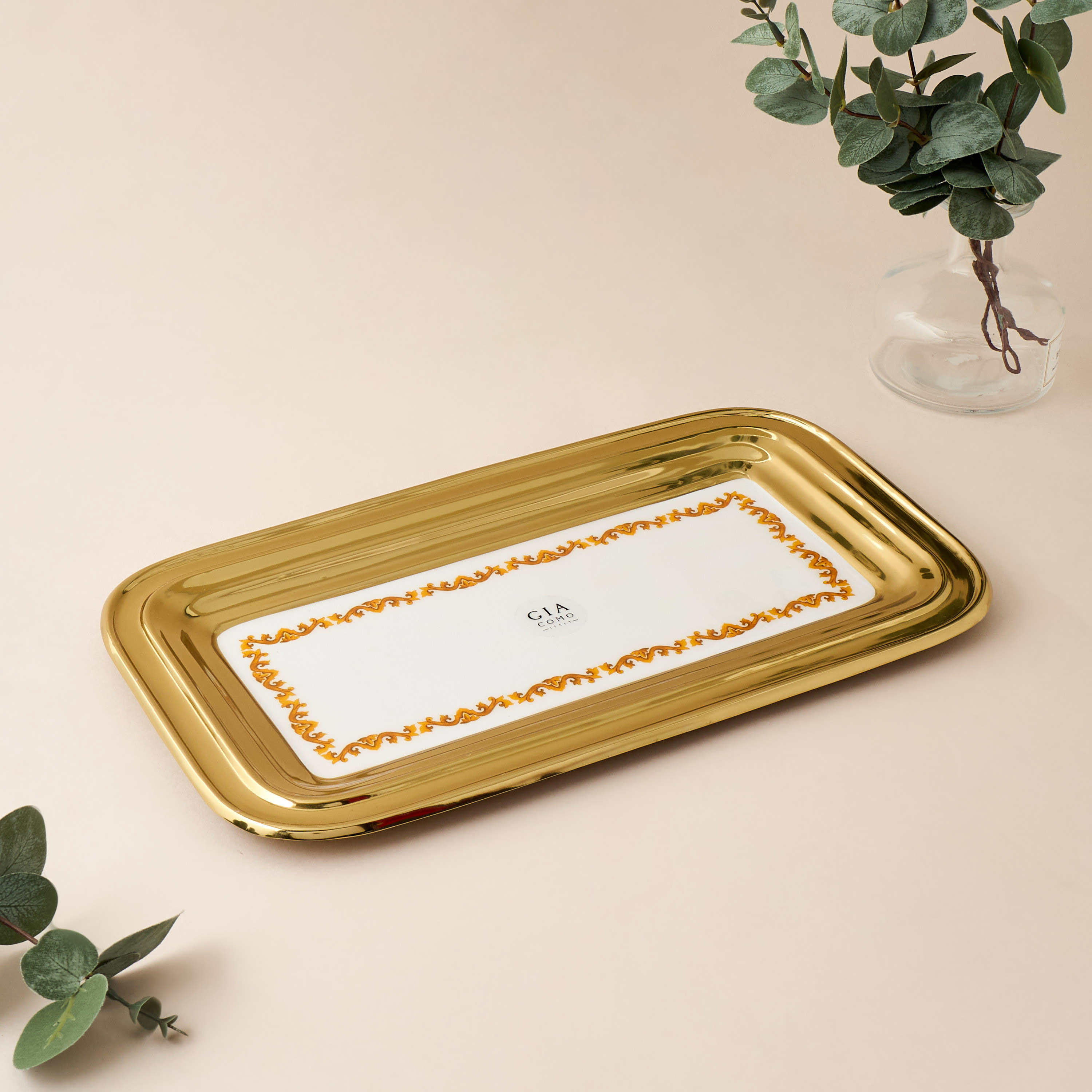 Gia Como Printed Decorative Tray - 37x19 cms-household-decor-boxesandtrays-image-2