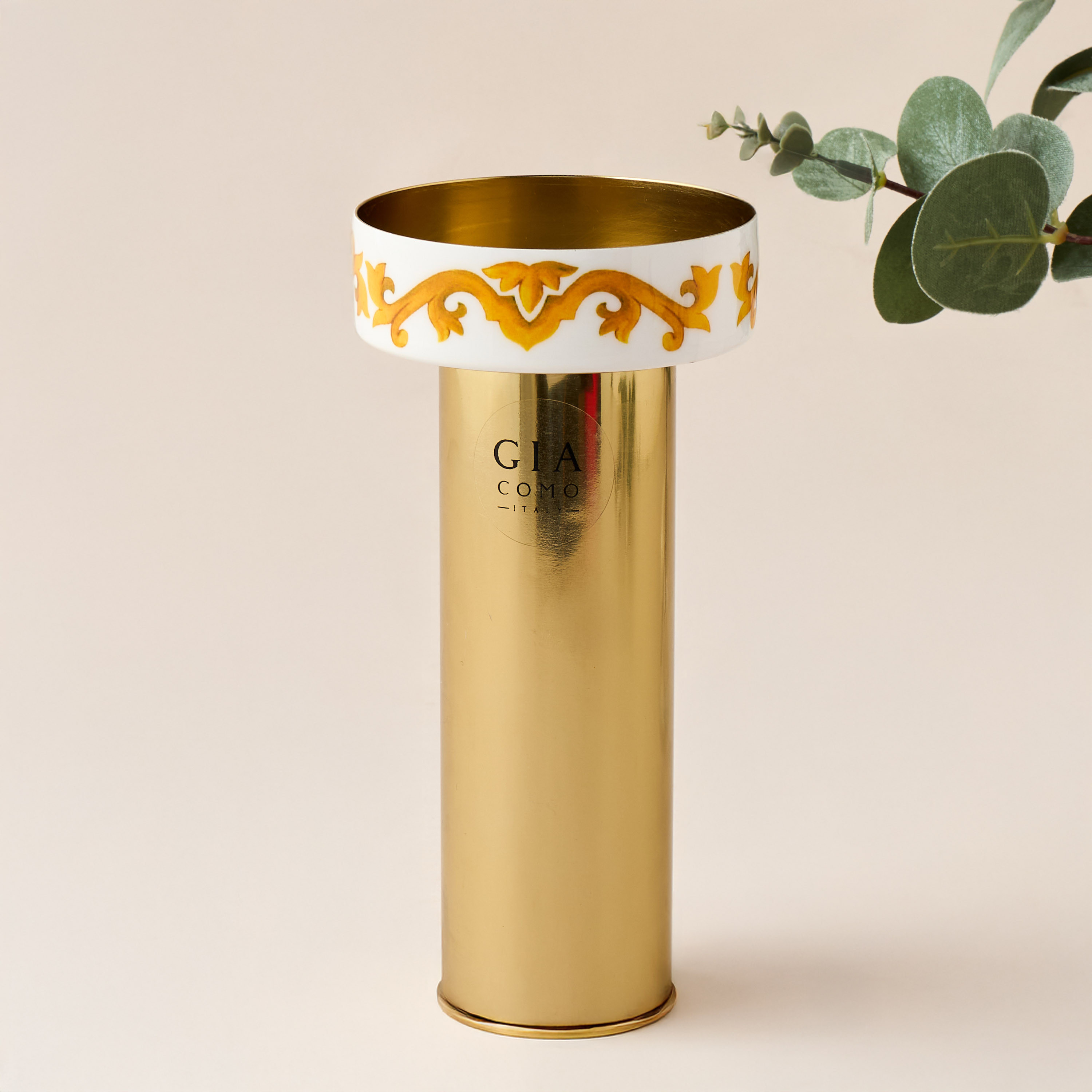 Gia Como Metallic Pillar Candleholder - 9 cms-household-decor-candleholdersandlanterns-image-1