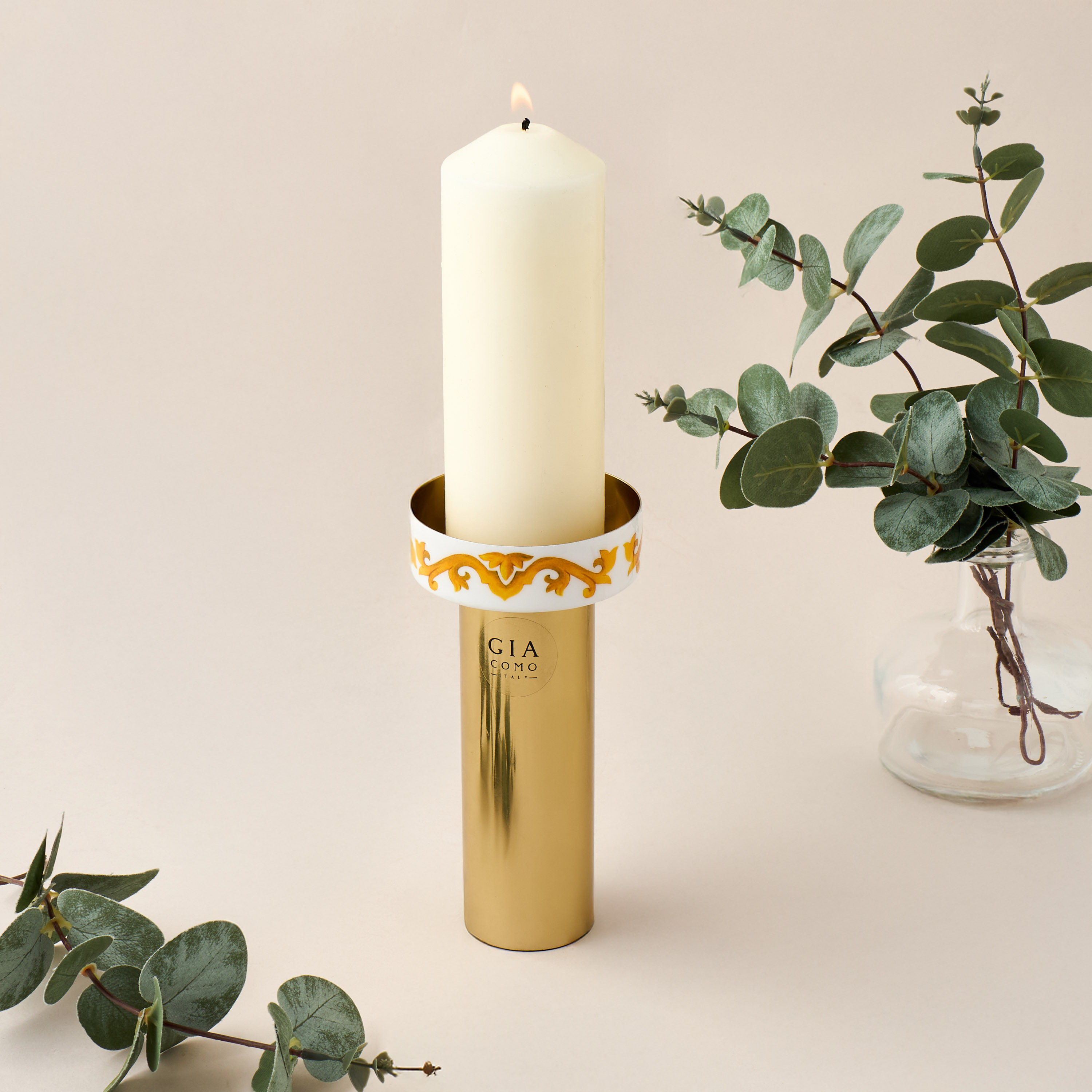 Gia Como Metallic Pillar Candleholder - 9 cms-household-decor-candleholdersandlanterns-image-2
