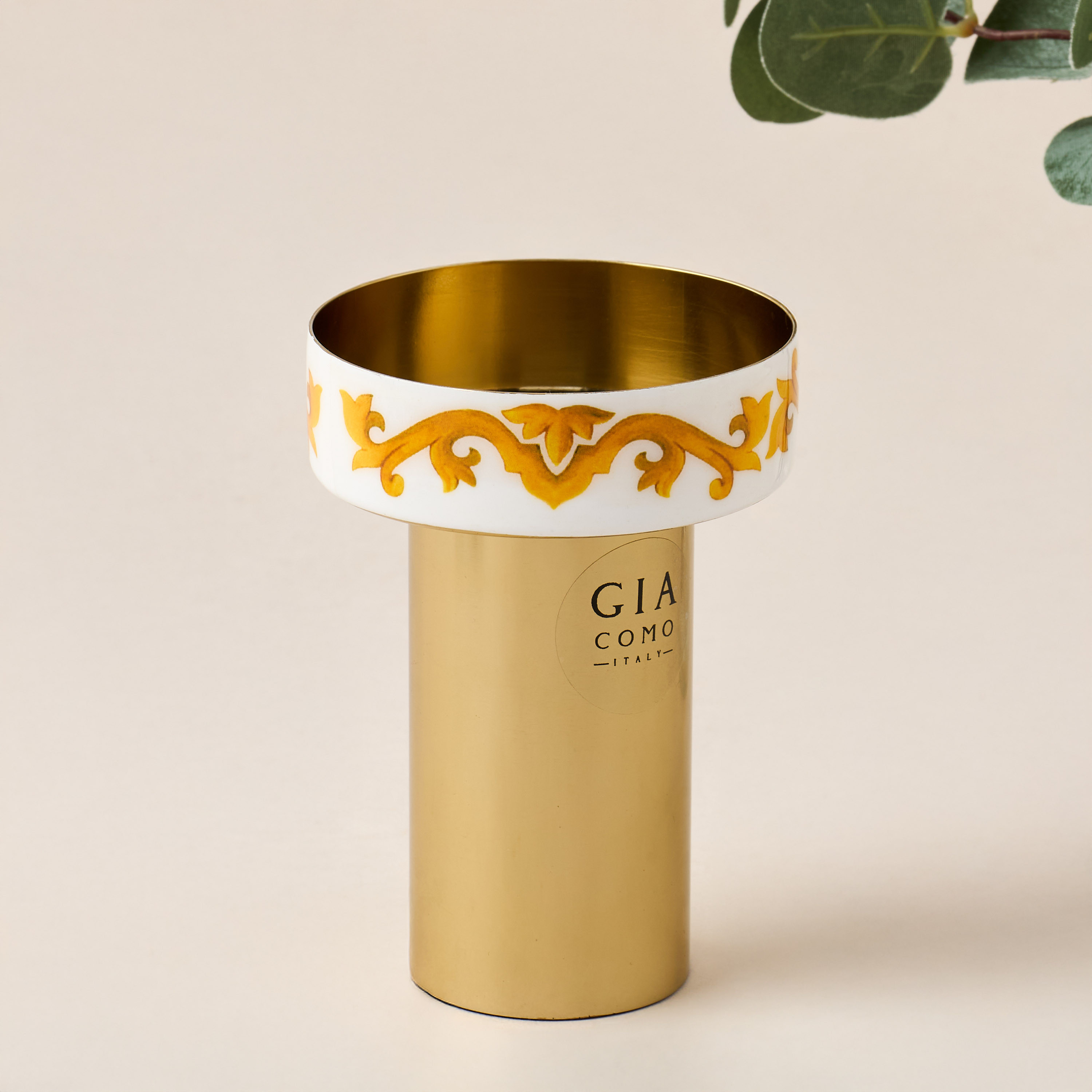 Gia Como Metallic Pillar Candleholder - 9 cms-household-decor-candleholdersandlanterns-image-1