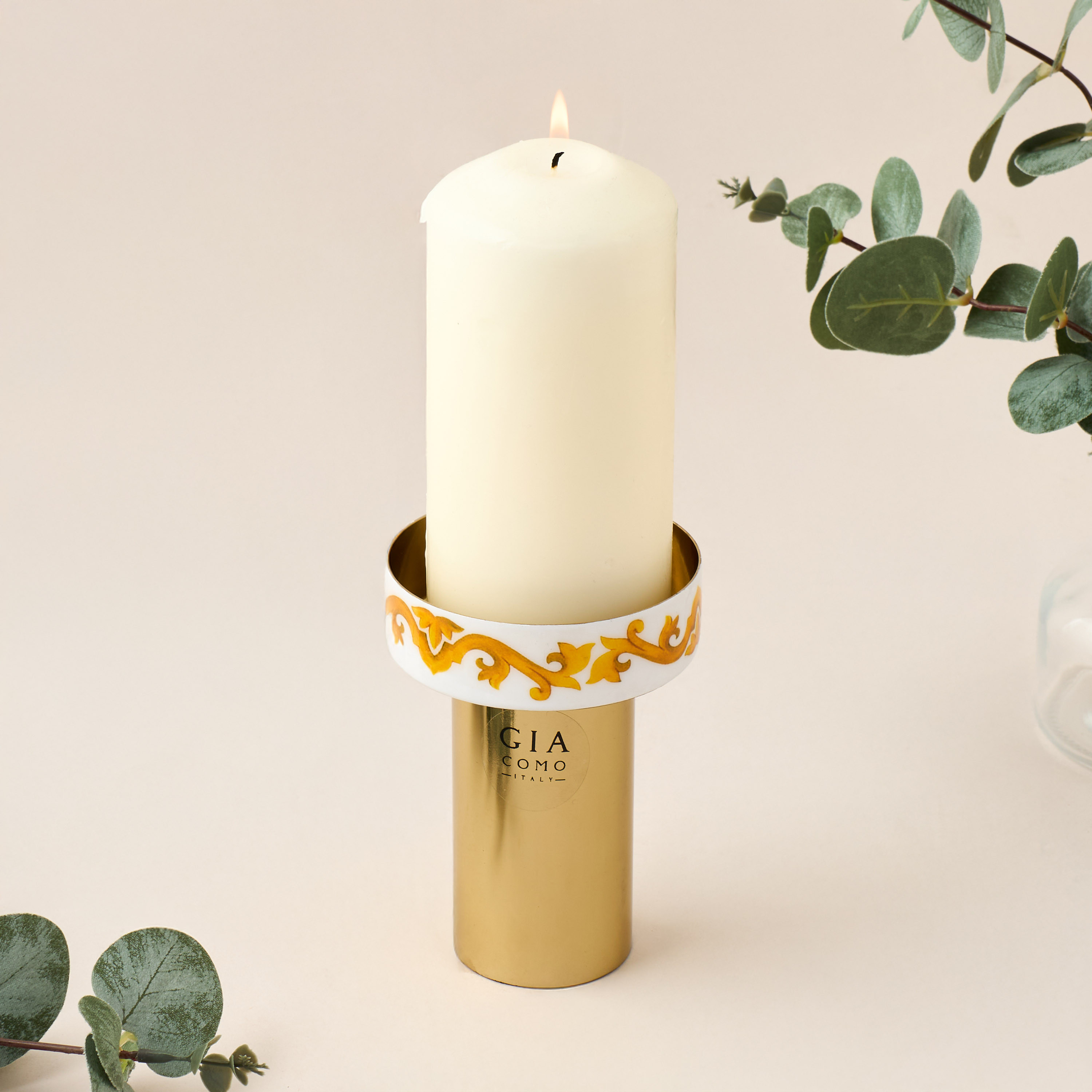 Gia Como Metallic Pillar Candleholder - 9 cms-household-decor-candleholdersandlanterns-image-2