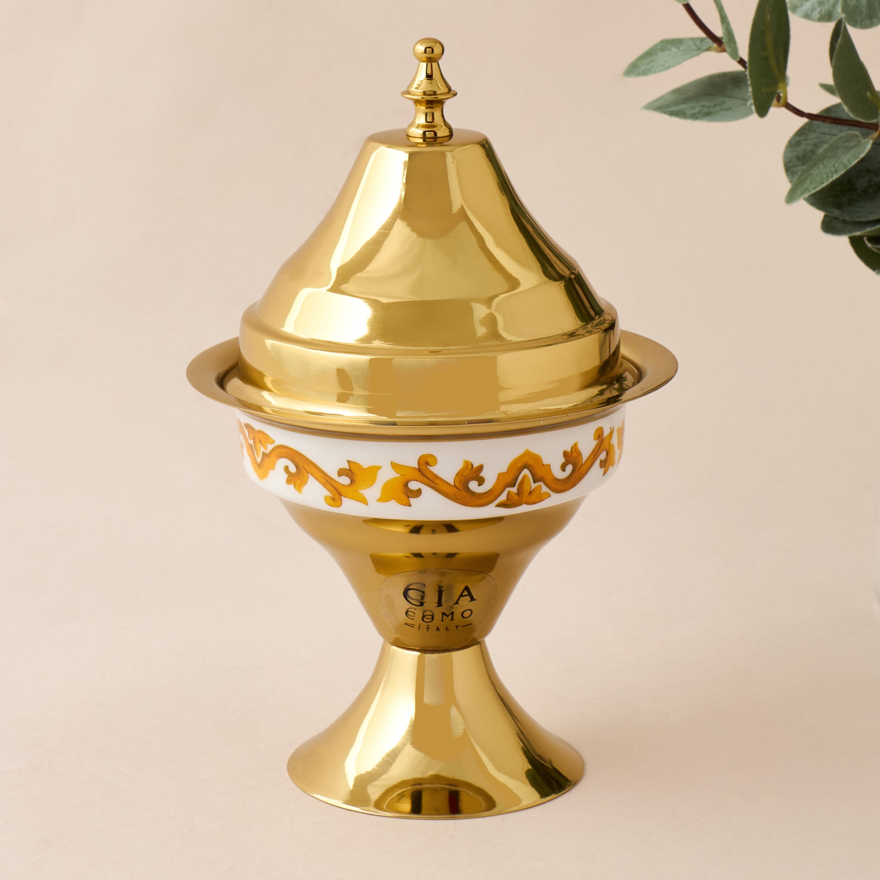 Gia Como Metallic Date Bowl with Lid-household-decor-decorativeobjectsandsculptures-image-1