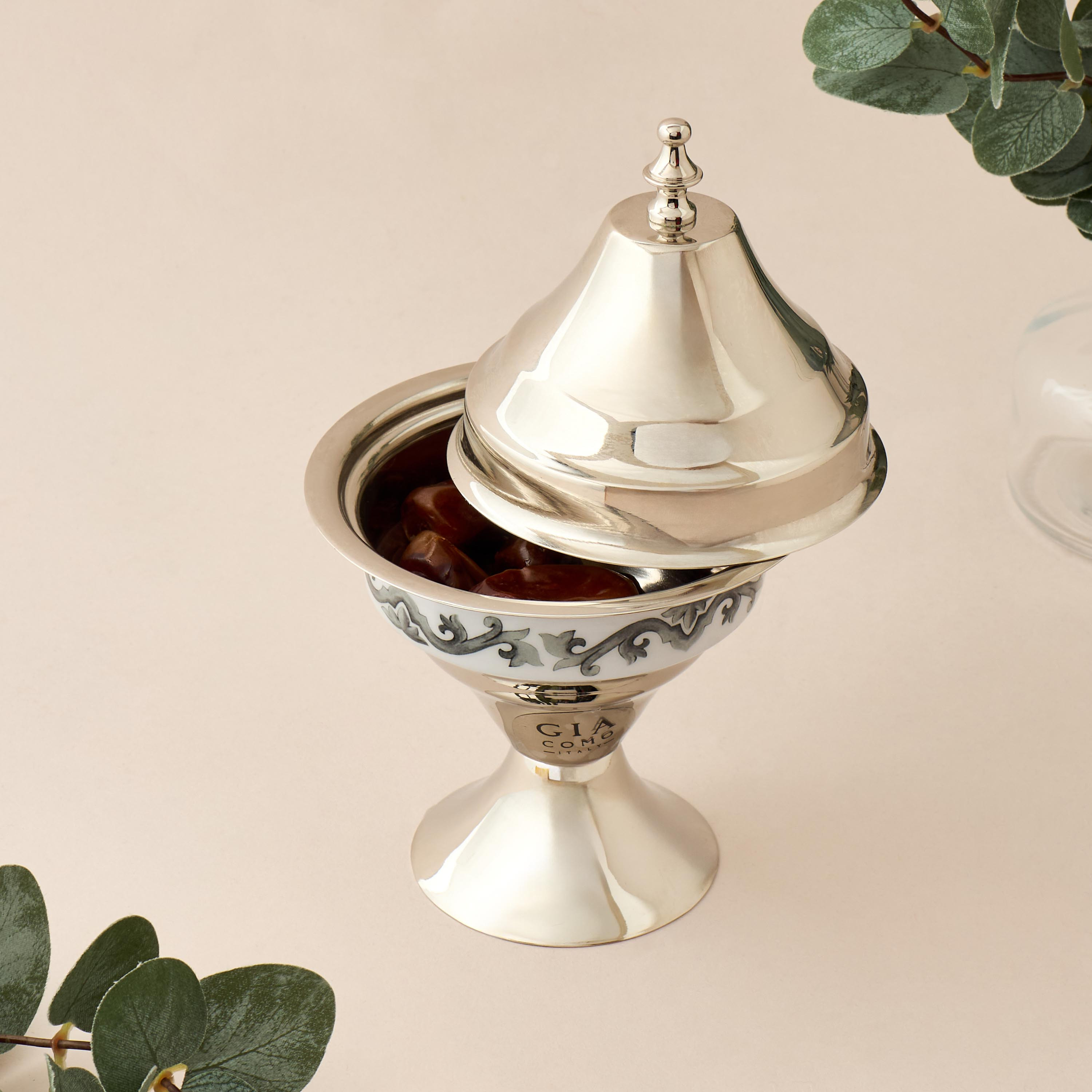 Gia Como Metal Date Bowl with Lid - 12x12 cms-household-dining-dinnerware-bowls-image-2