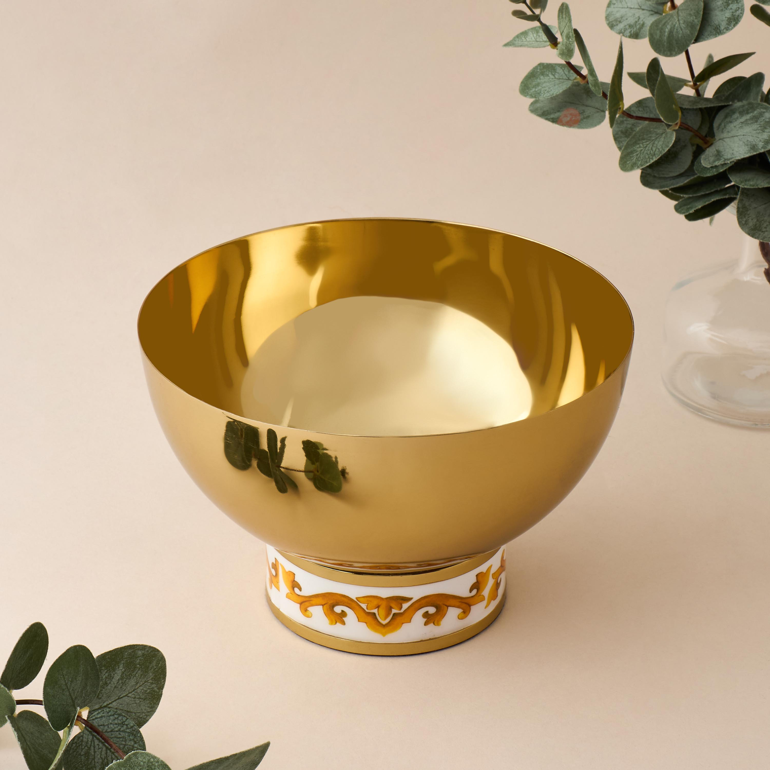 Gia Como Pedestal Metal Decorative Bowl-household-decor-vasesandbowls-image-2