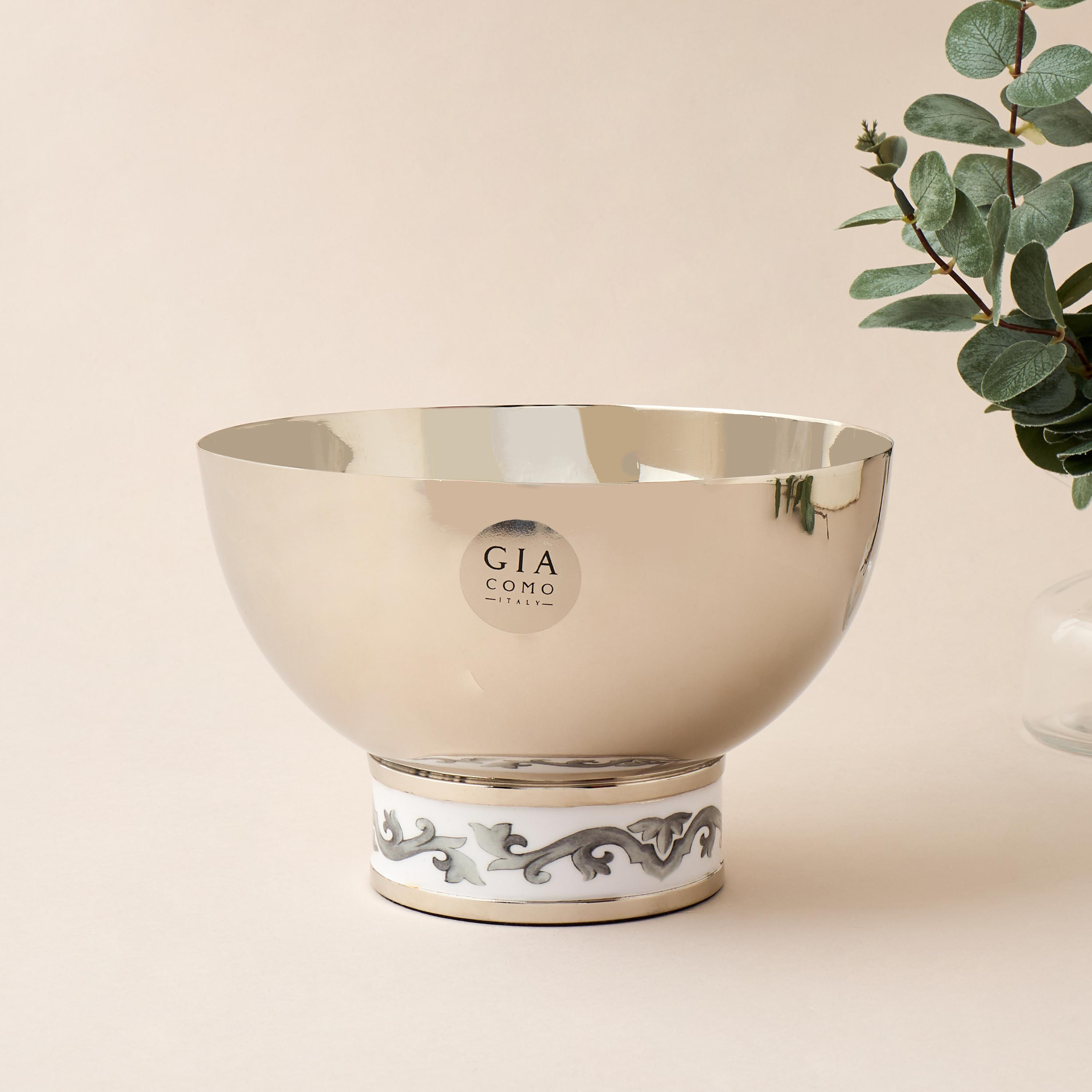 Gia Como Pedestal Metal Decorative Bowl-household-decor-vasesandbowls-image-1