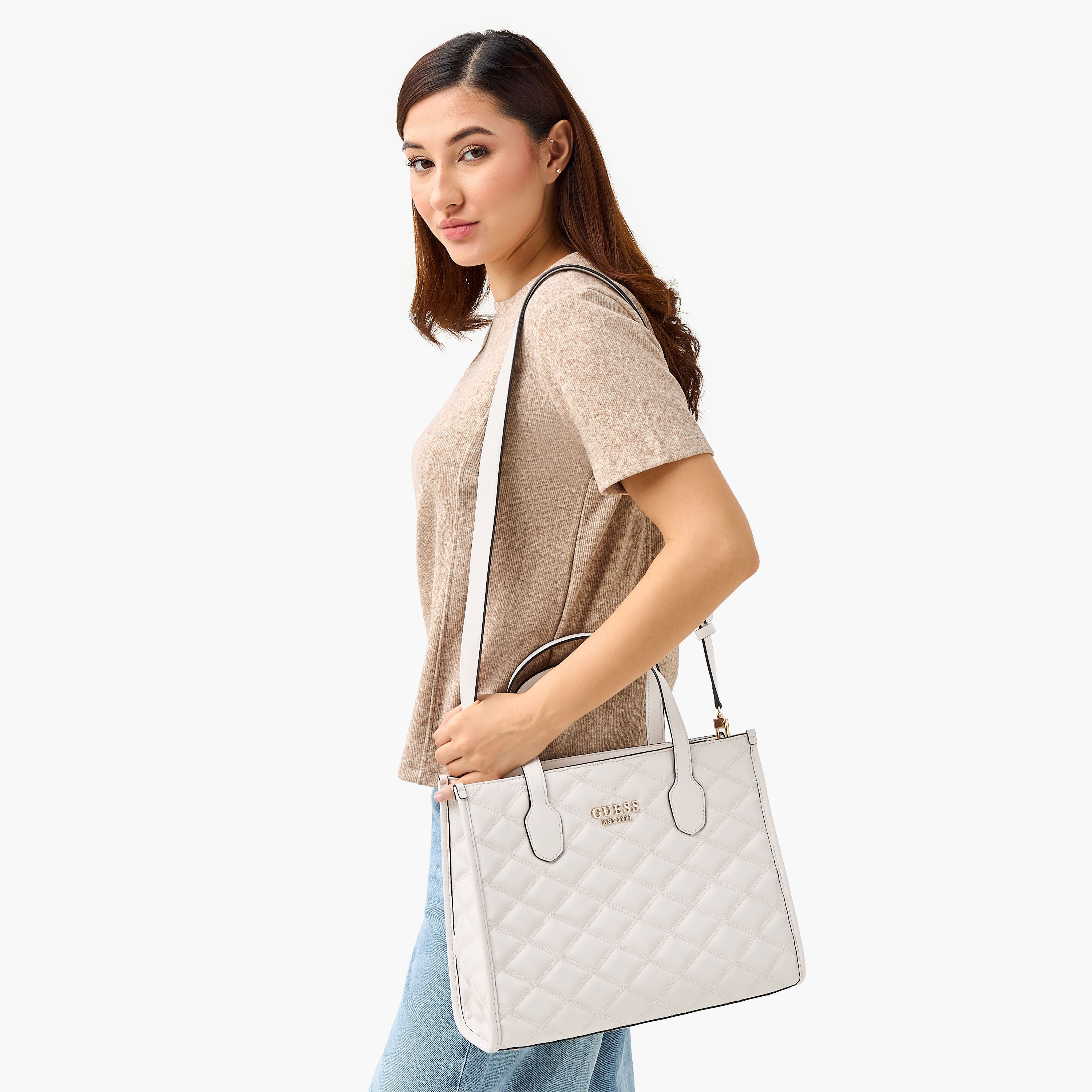 Guess Tamsin Quilted Tote Bag with Double Handle-women-bagsandwallets-handbags-image-1