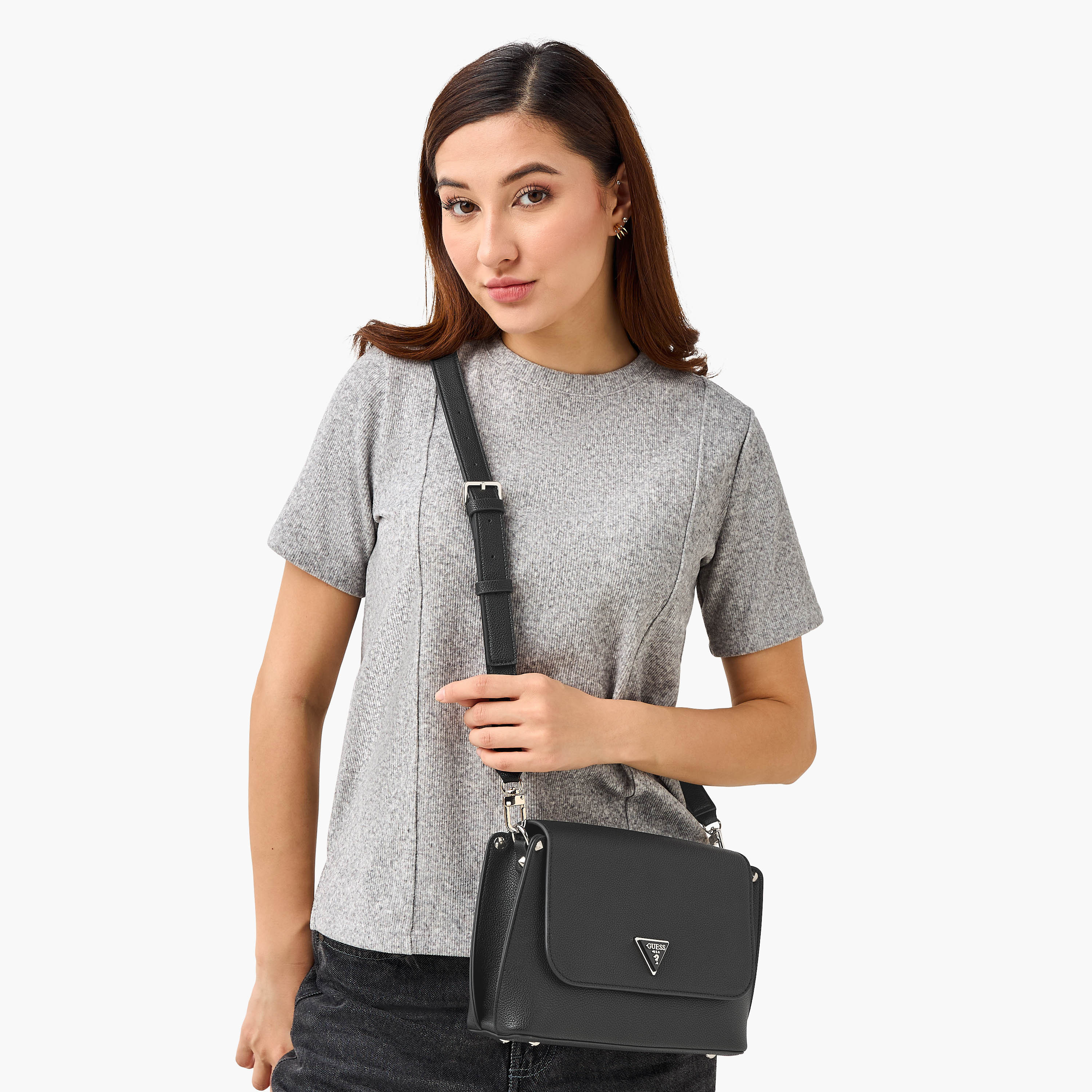 Guess Meridian Textured Crossbody Bag with Button Closure-women-bagsandwallets-handbags-image-2