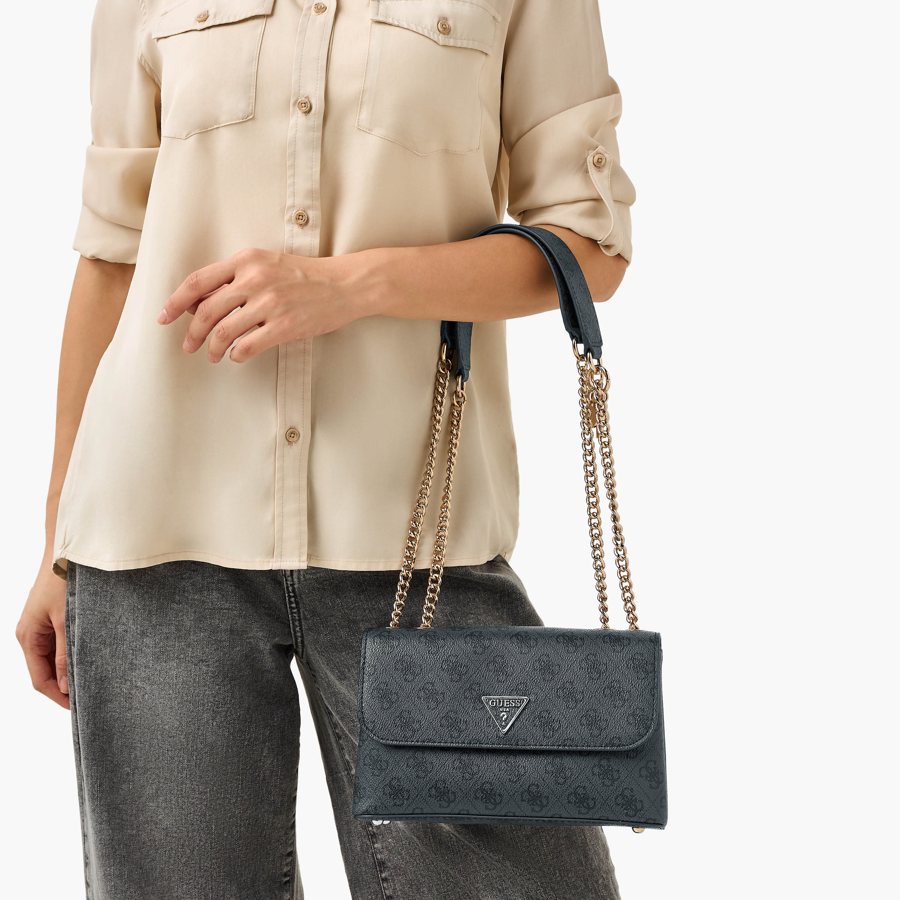 Guess Eco Erica Monogram Print Crossbody Bag with Chain Strap-women-bagsandwallets-handbags-image-2