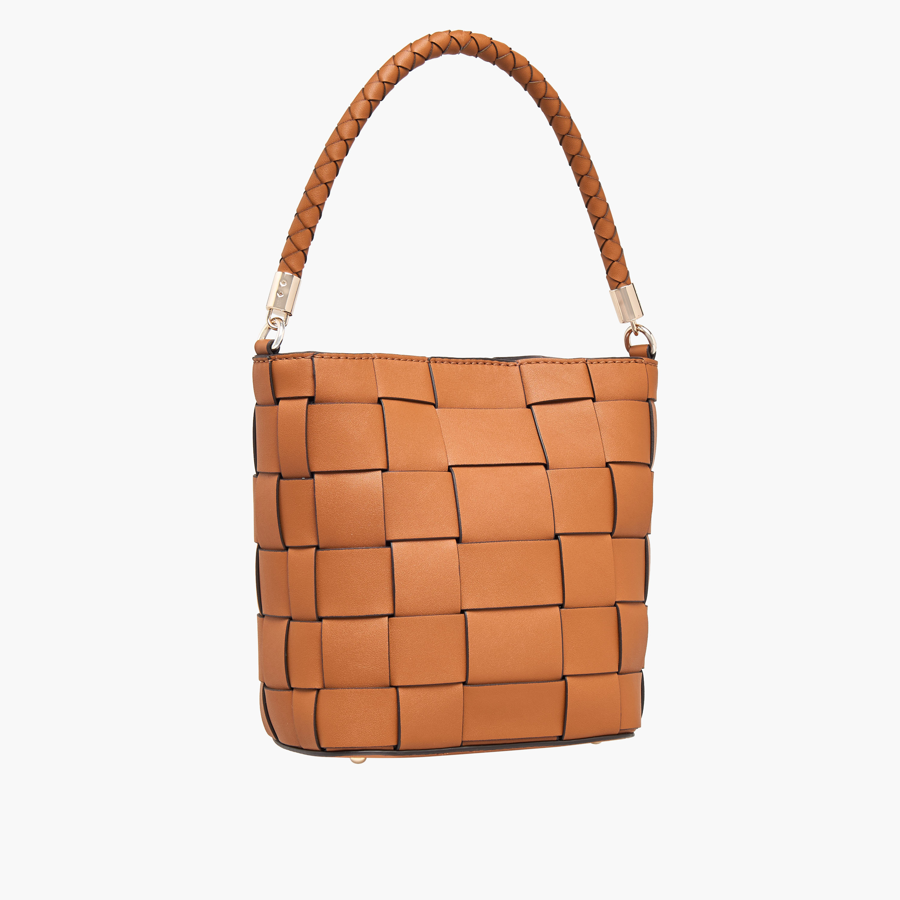 Guess Maylee Weave Textured Bucket Bag with Button Closure-women-bagsandwallets-handbags-image-4
