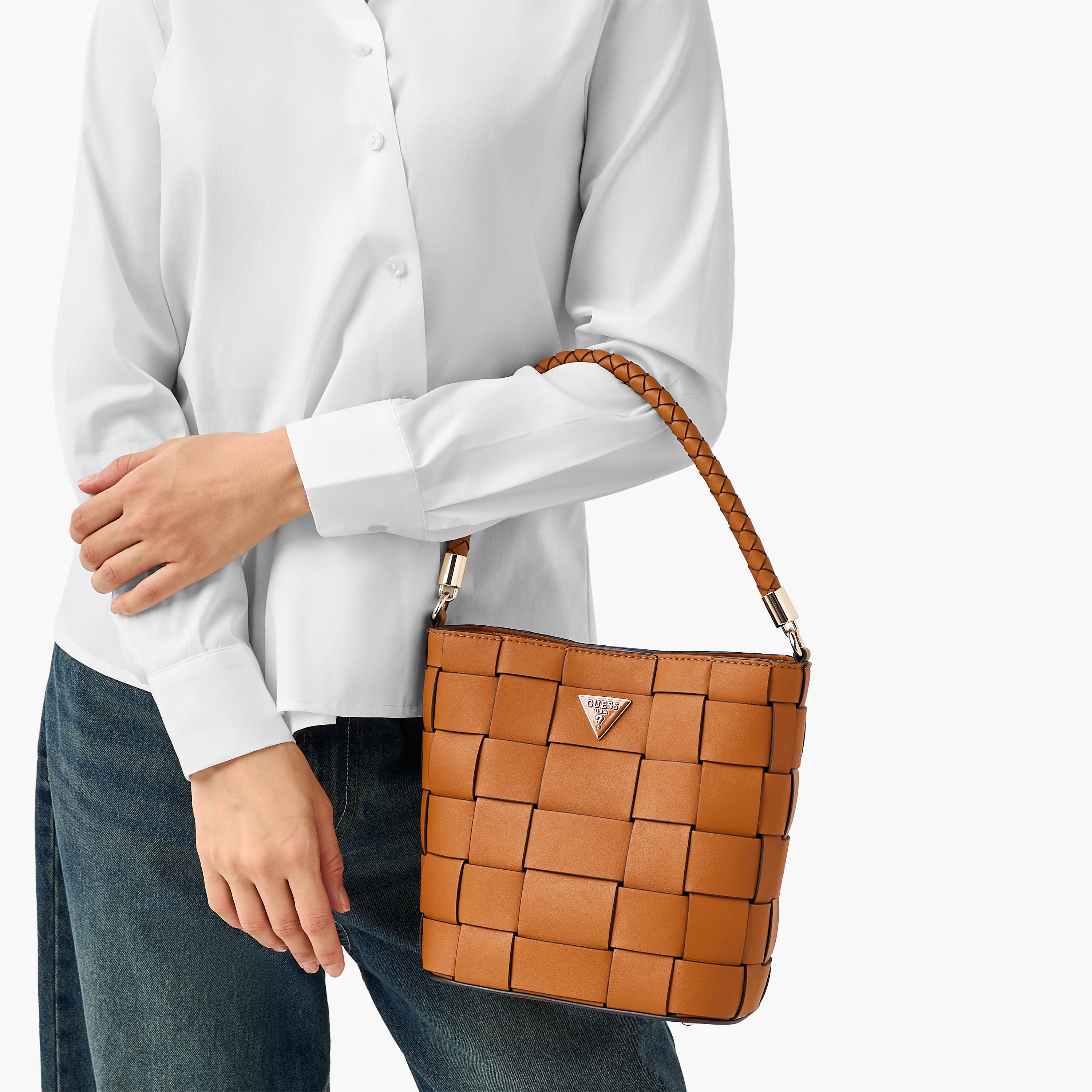 Guess Maylee Weave Textured Bucket Bag with Button Closure-women-bagsandwallets-handbags-image-2