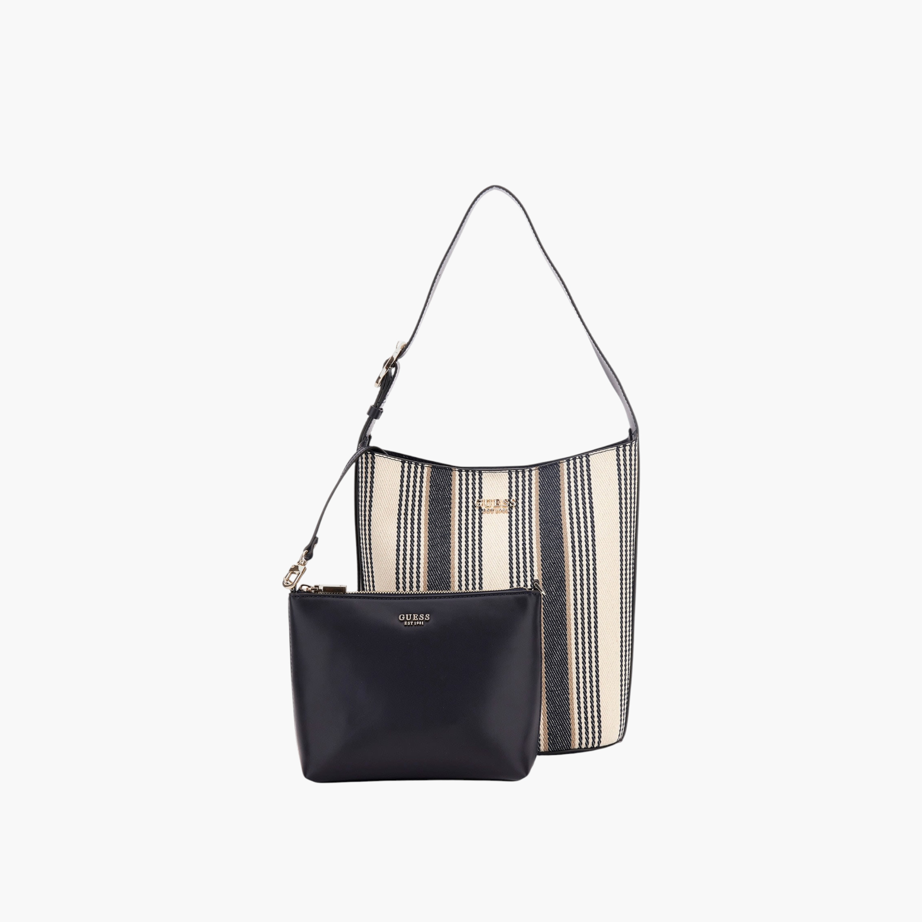 Guess NICOLETTE LRG Striped Shoulder Bag with Pouch-women-bagsandwallets-handbags-image-1