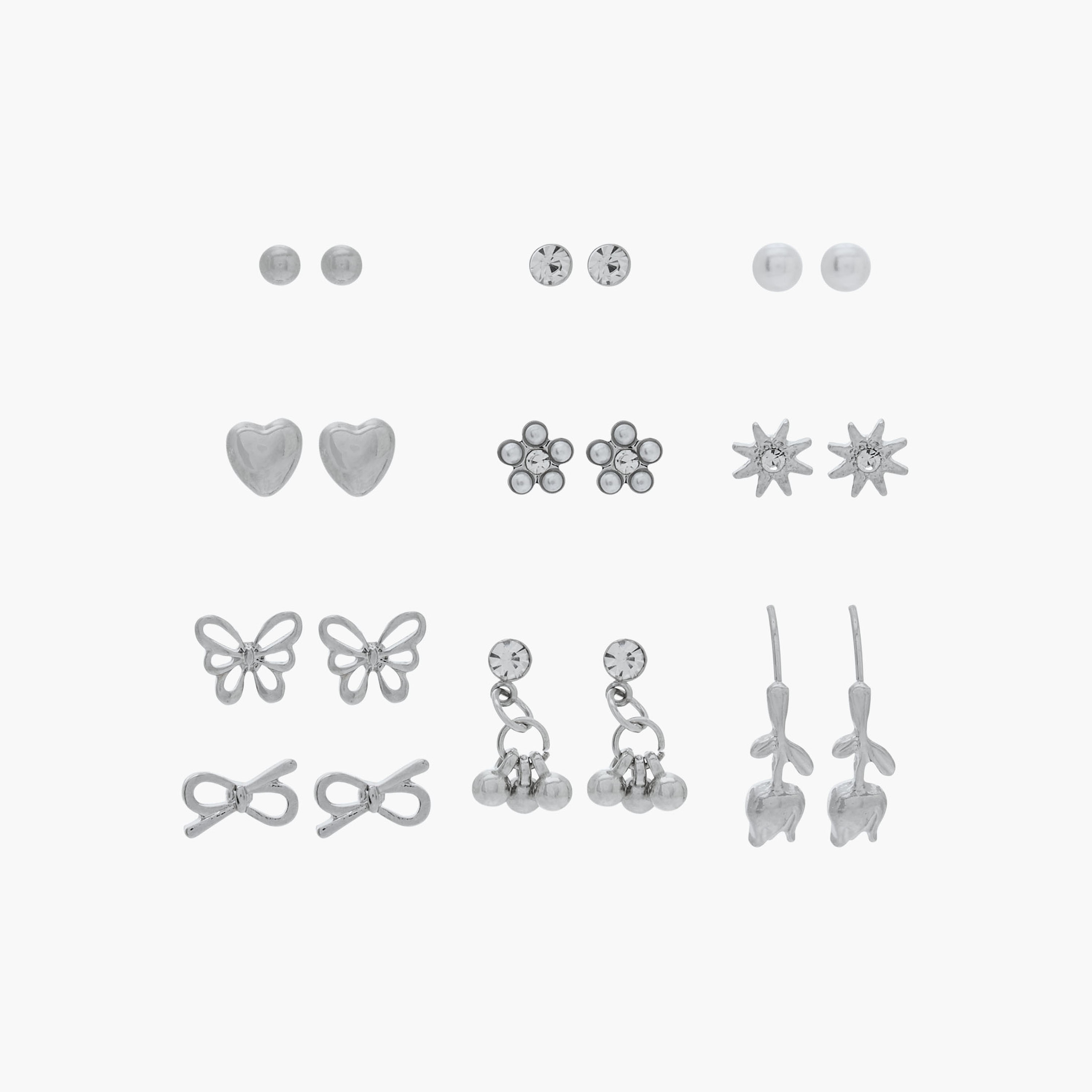 Pack of 10 Charmz Earrings with Pushback Closure-girls-accessories-jewellery-image-1