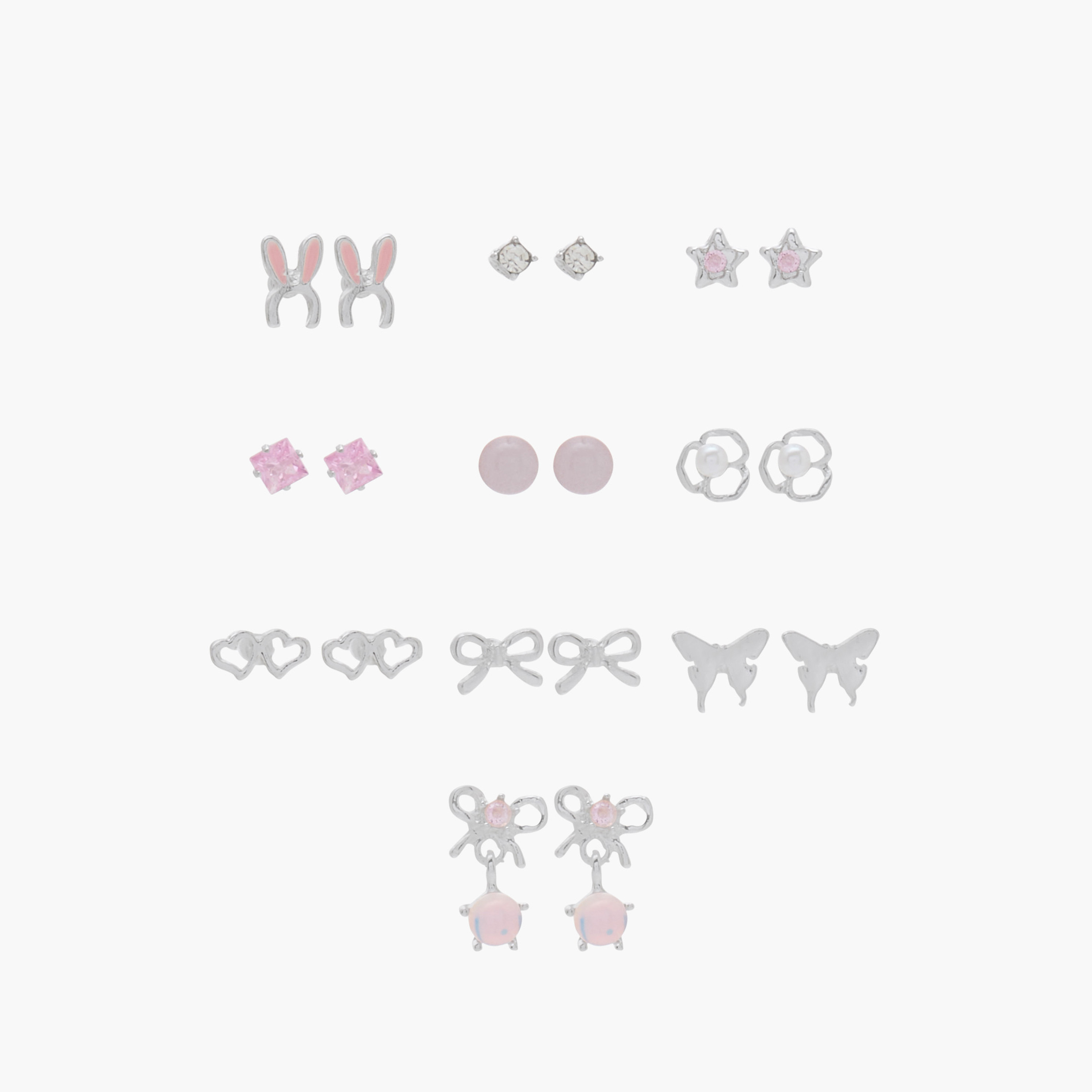 Pack of 10 Charmz Stud Earrings with Pushback Closure-girls-accessories-jewellery-image-1