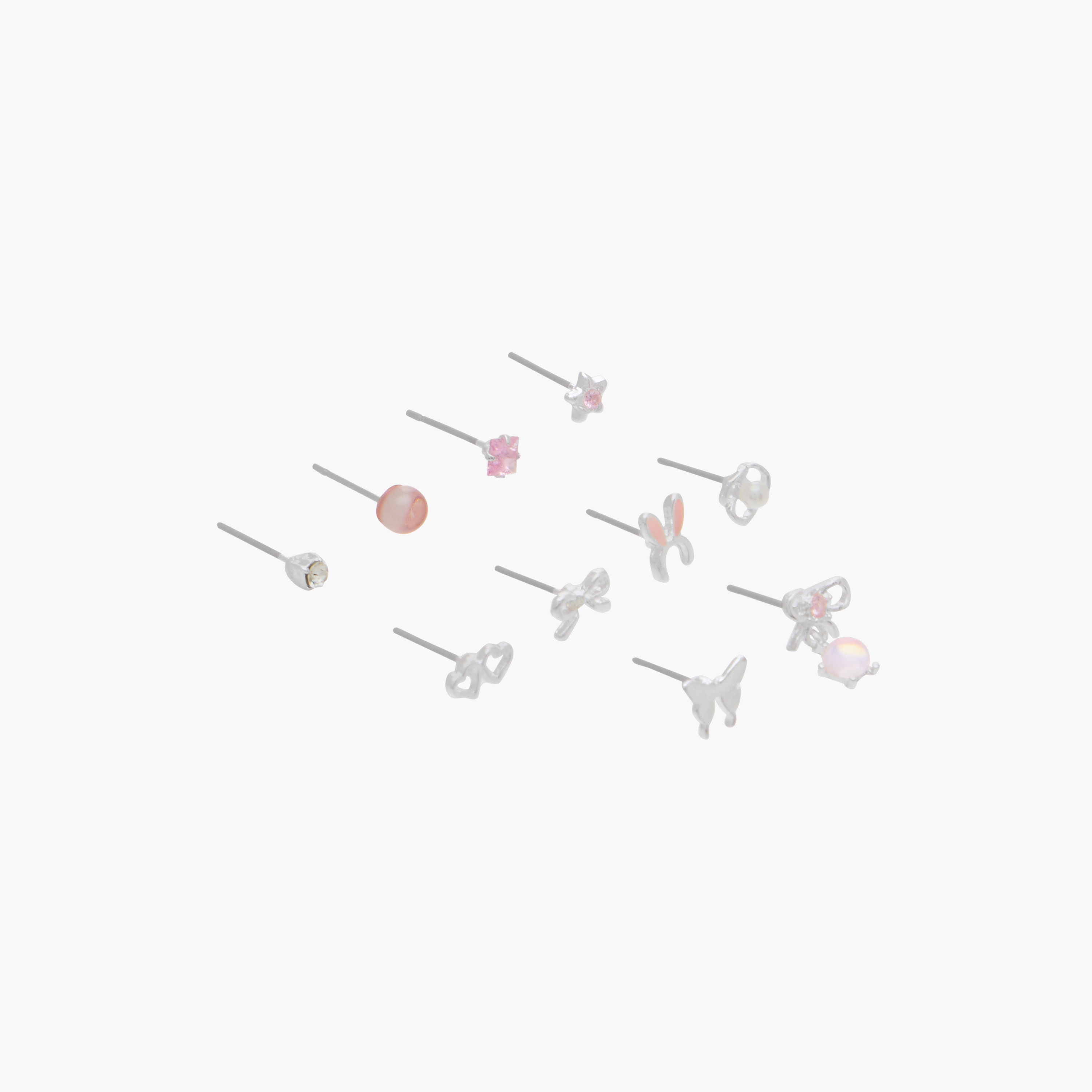 Pack of 10 Charmz Stud Earrings with Pushback Closure-girls-accessories-jewellery-image-2