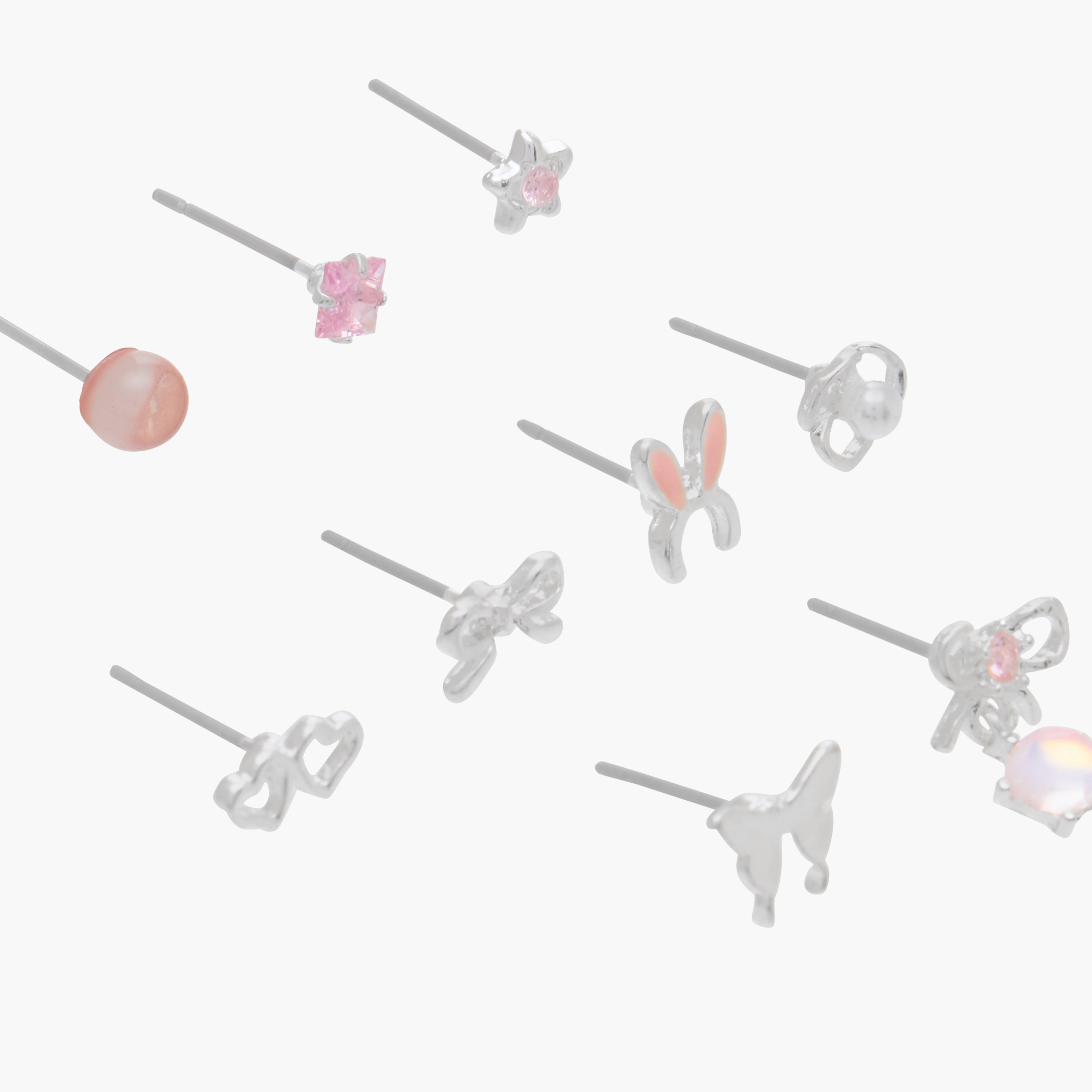 Pack of 10 Charmz Stud Earrings with Pushback Closure-girls-accessories-jewellery-image-3