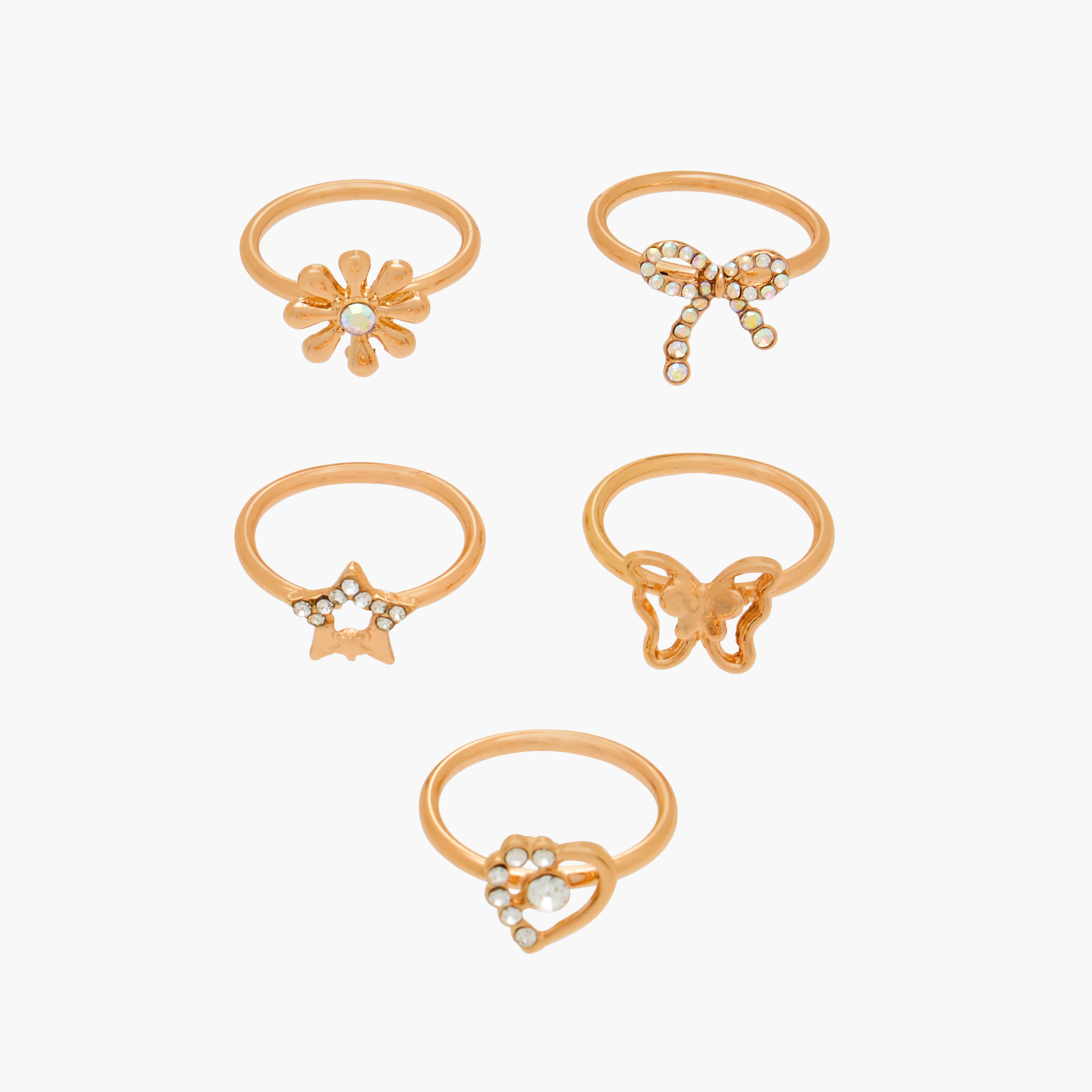 Pack of 5 Charmz Ring with Embellished Design-girls-accessories-jewellery-image-1