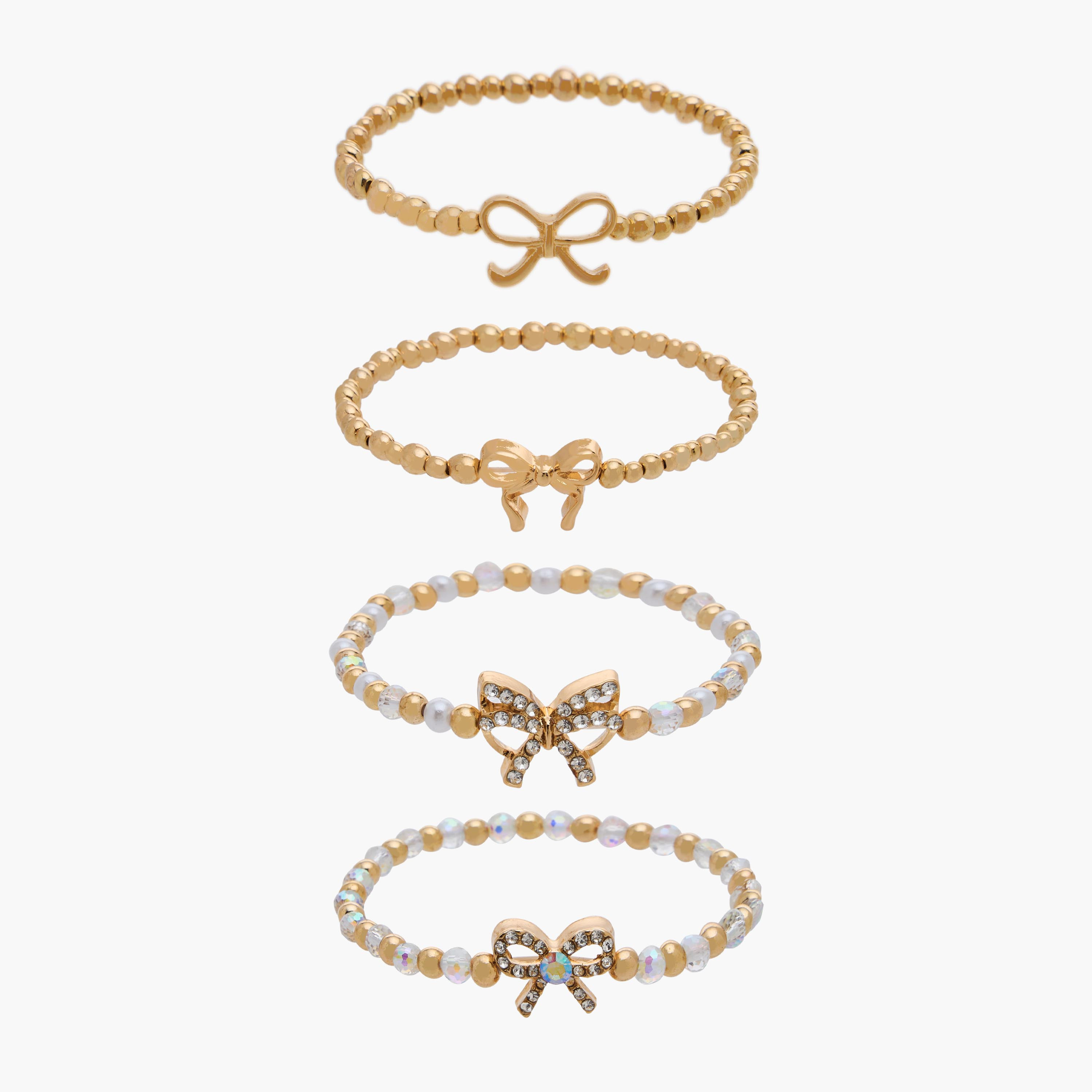Pack of 4 Charmz Bracelet with Bow Accent-girls-accessories-jewellery-image-1