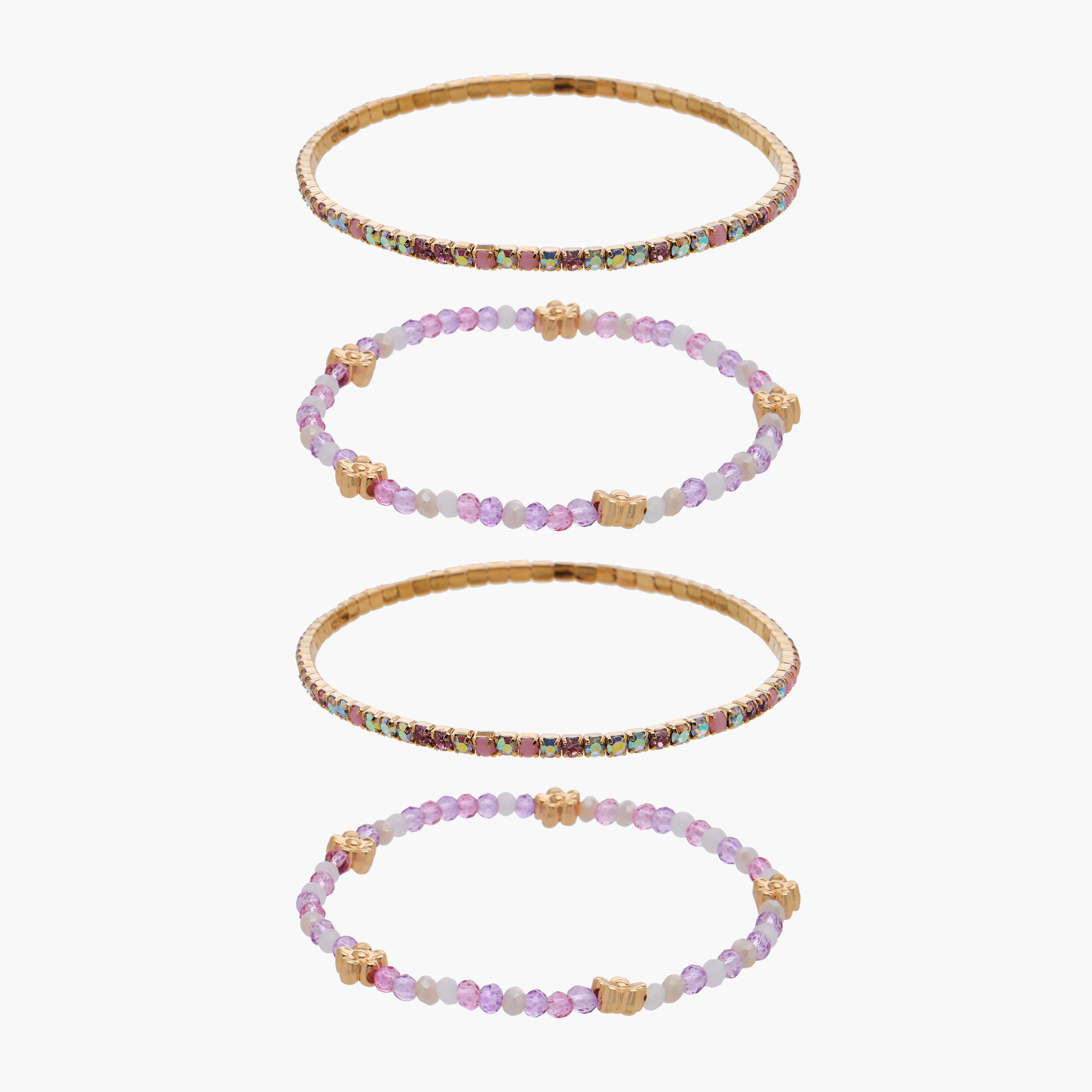 Pack of 4 Charmz Bracelet with Beaded Detail-girls-accessories-jewellery-image-1