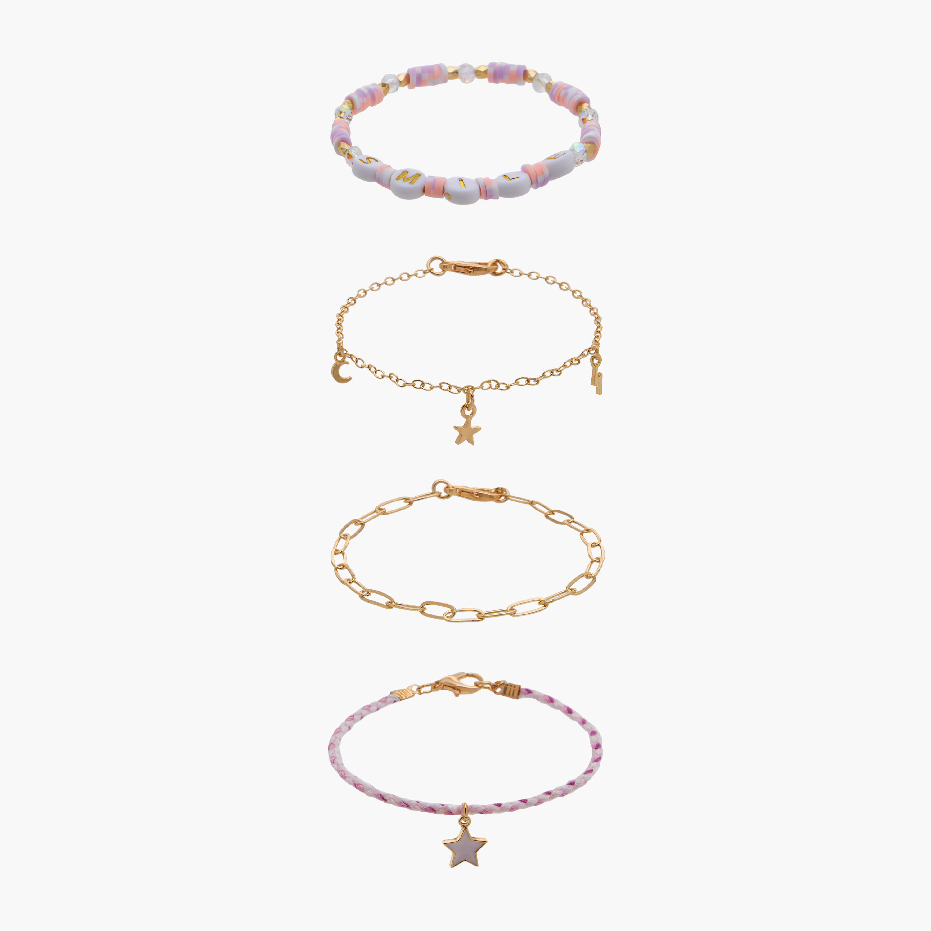Pack of 4 Charmz Bracelet with Charm Detail-girls-accessories-jewellery-image-1